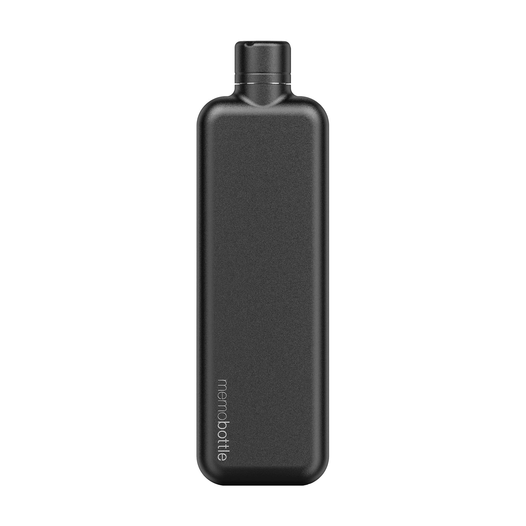 بطور Slim Memobottle - نازک سیاه | 20 اونس / 600 میلی لیتر | شیشه آب فولادی برای سبک زندگی مدرن، باشگاه و مسافرت 0.6 لیتر سیاه