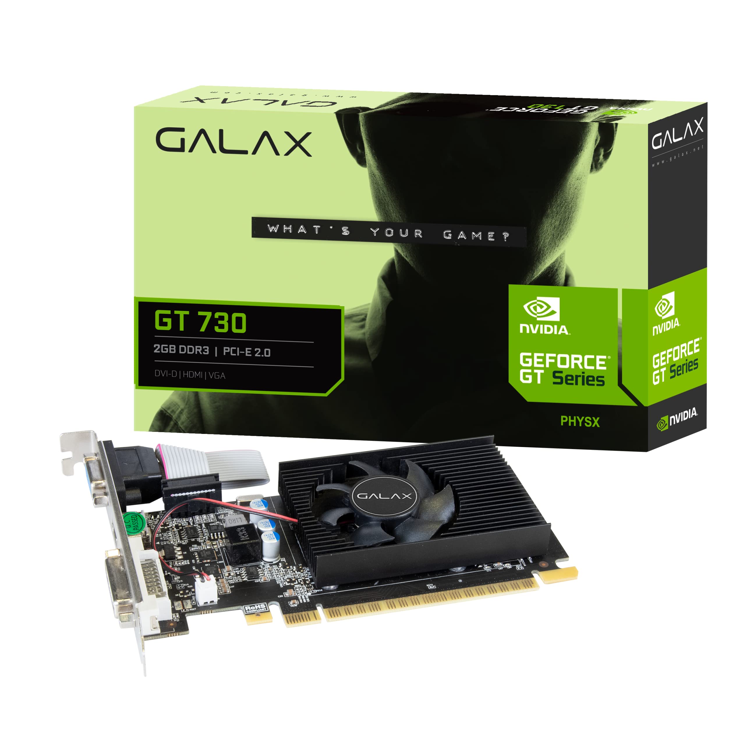 Galax GeForce GT 730 4GB DDR3 128-bit LP (کم‌ارتفاع) HDMI/DVI/VGA - 73GQF8HX00HD