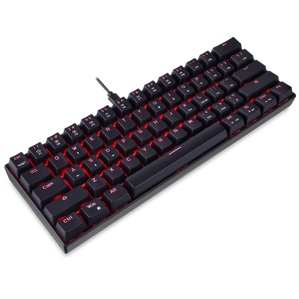 صفحه کلید بازی مکانیکی RGB CK61 Eacam کلیدهای قرمز OUTMU 61 کلیدی مقاوم در برابر پدیده موم‌شونده با نور پس‌زمینه برای بازی سیاه
