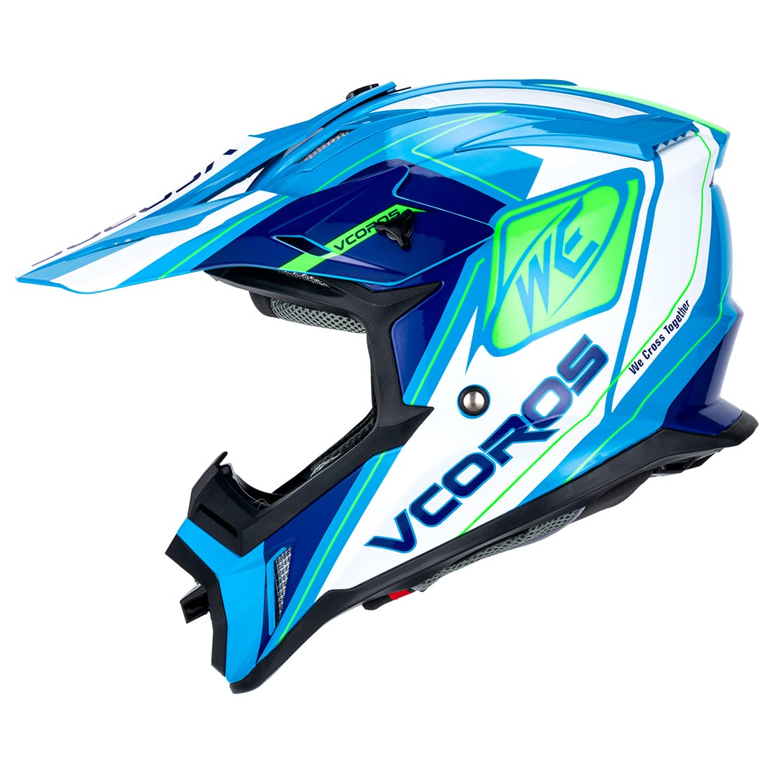 کلاه‌های موتوکراس بزرگسال VCOROS بایسایکل-کراس ATV Dirtbike BMX MX Offroad Adventure UTV تایید شده توسط DOT آبی روشن سبز اُکسترا لارج