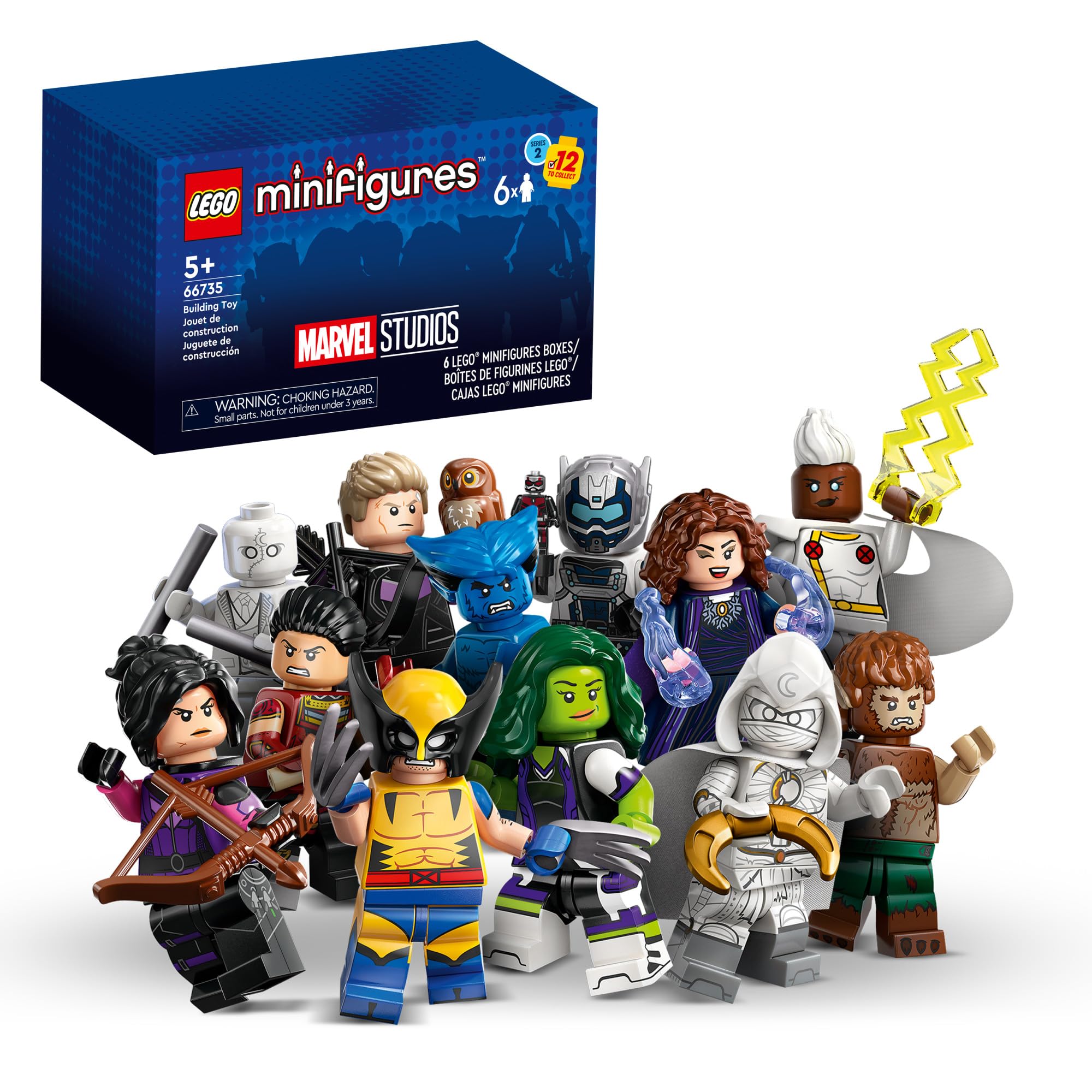بسته شش تایی LEGO Minifigures Marvel Series 2 66735 باکس کوره رازآلود، شخصیت‌های جمع‌آوری شده برای بازی نقش یا اضافه کردن به مجموعه Minifigure یا Marvel، یک هدیه برای طرفداران دیزنی و مارول