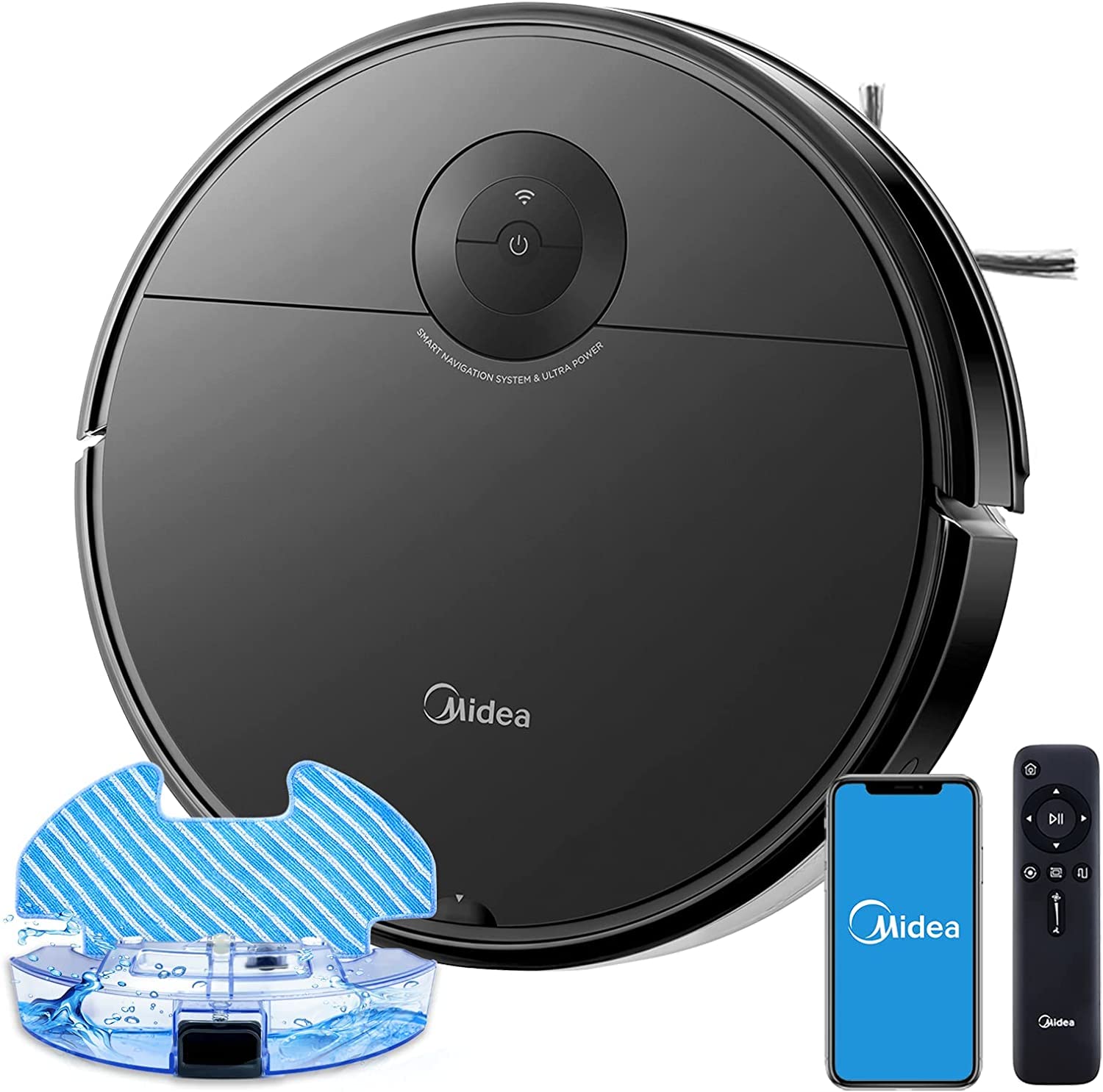 ربات جاروبرقی Midea I5C، دارای جذب قوی 4000 پاسکال با موتور BLDC، تکنولوژی جاروبرقی و مکمل مرطوب، انتخاب از 3 سطح، کنترل از طریق Wi-Fi و صدا با اپلیکیشن Msmartlife، چندین حالت تمیز کردن، دارای باتری 2600 میلی آمپر-ساعت