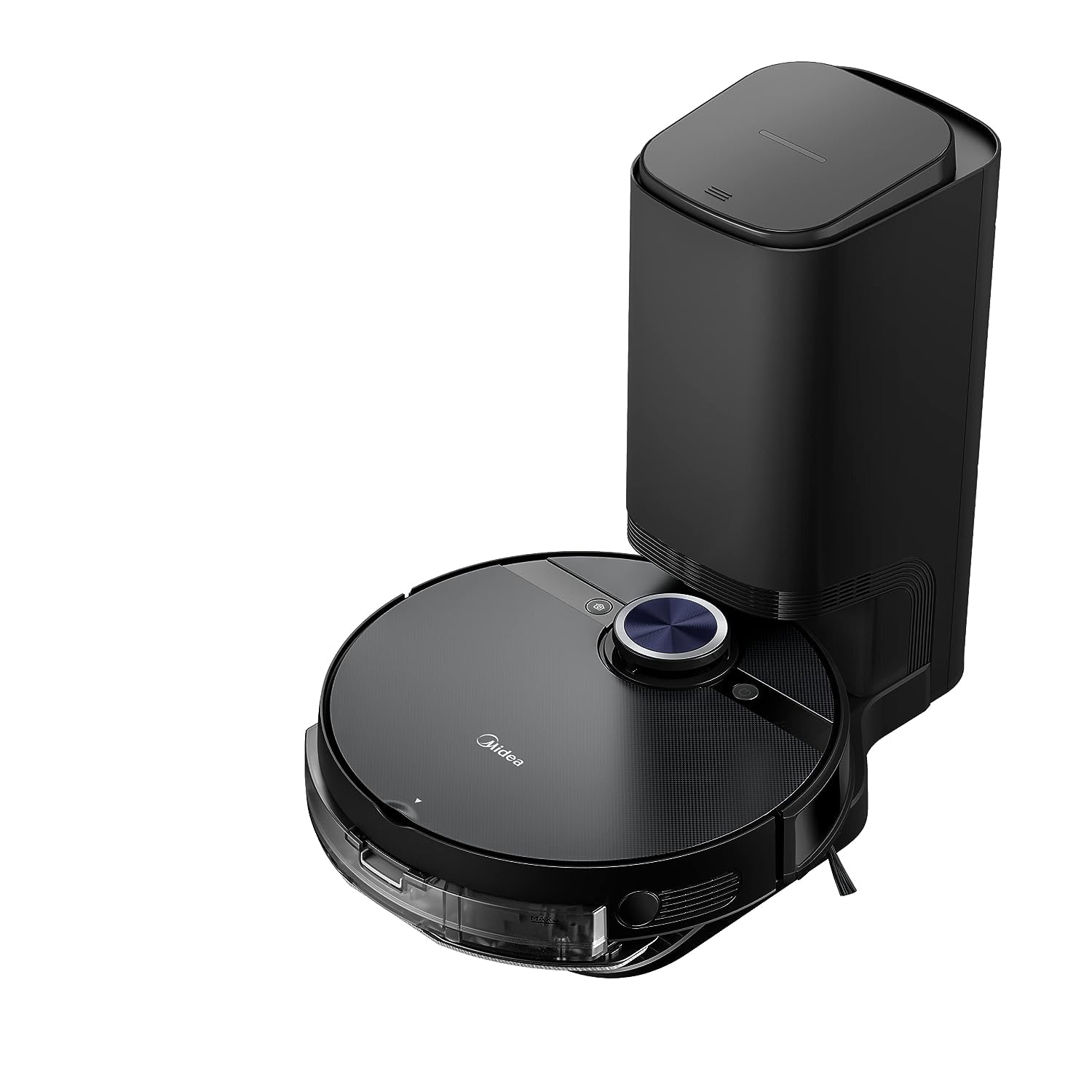 مکن خوراک خوراک روباتی میدئا، مکن فشار قوی 4000Pa با موتور BLDC کنترل از طریق برنامه و صدا Msmartlife، سطل زباله در ایستگاه 2 لیتری به مدت 45 روز، حسگر فرش، صفحه نمایش سیاه S8+