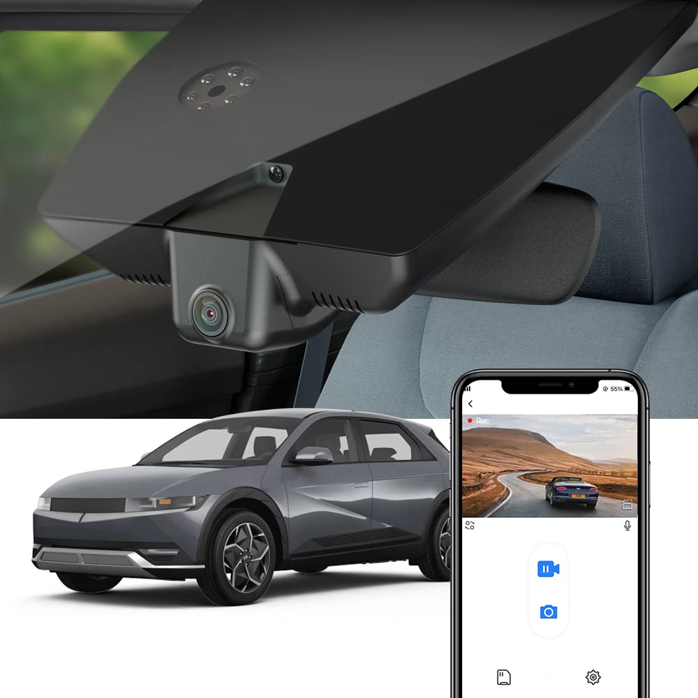 دوربین خودرو 4K Fitcamx، برای هیوندای آیونیک 5 سال‌های 2022، 2023، 2024 (6 شیاره) نسخه SE Standard Range SEL Limited، ظاهر OEM، ویدیو با کیفیت 2160P UHD، وای فای و نرم‌افزار، ضبط حلقه‌ای، سنسور G، نصب آسان، 64 گیگابایت فلش جلویی با کیفیت 4K تکی