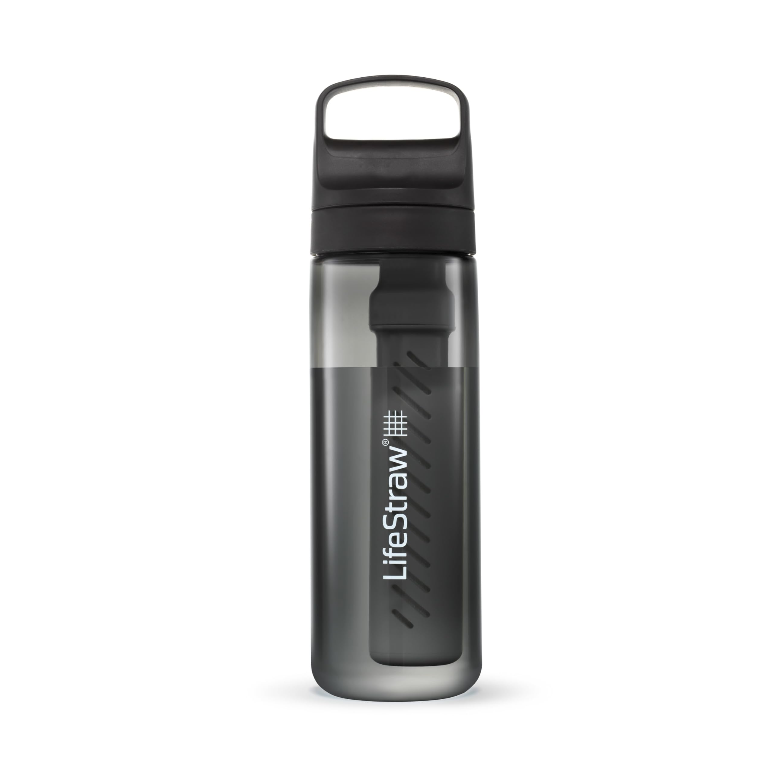 LifeStraw Go Series – BPA-Free Water Filter Bottle for Travel and Everyday use removes Bacteria, parasites and microplastics, Improves Taste, 22oz Nordic Noir Nordic Noir 22 Oz