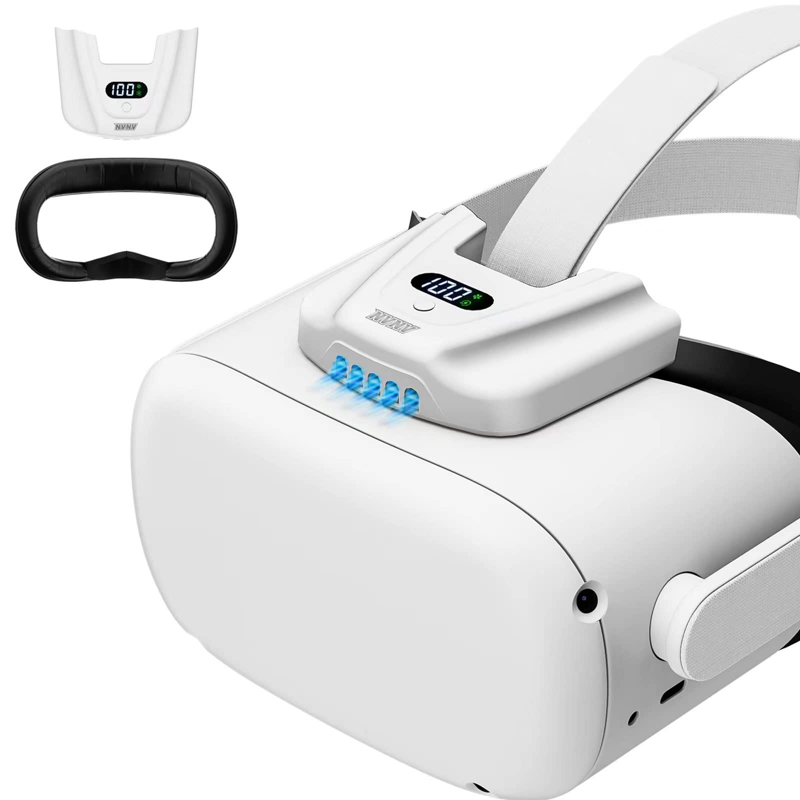 پنکه‌ی NVNV VR برای Oculus Quest 2، مناسب برای تمرین و بازی‌های محترمانه و ورزشی VR، رنگ آف-وایت