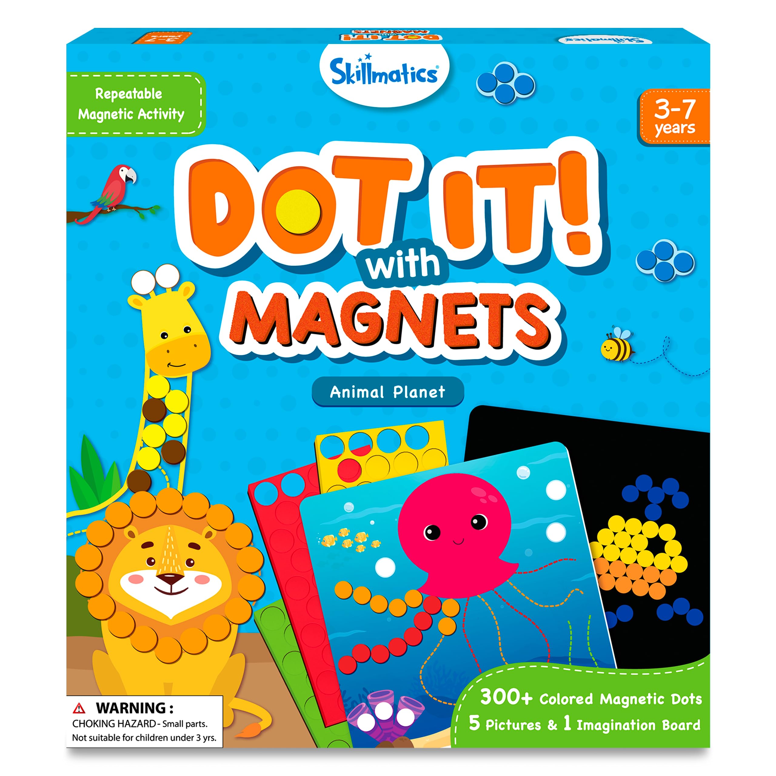 Skillmatics Dot It با آهنربا - حیوانات ، هنر تکرارپذیر برای کودکان ، بدون نهضت ، کیت‌های هنری ، فعالیت خلاقیتی DIY ، هدایا برای پسران و دختران در سنین 4 ، 5 ، 6 ، 7 سال ، سیاره حیوانات