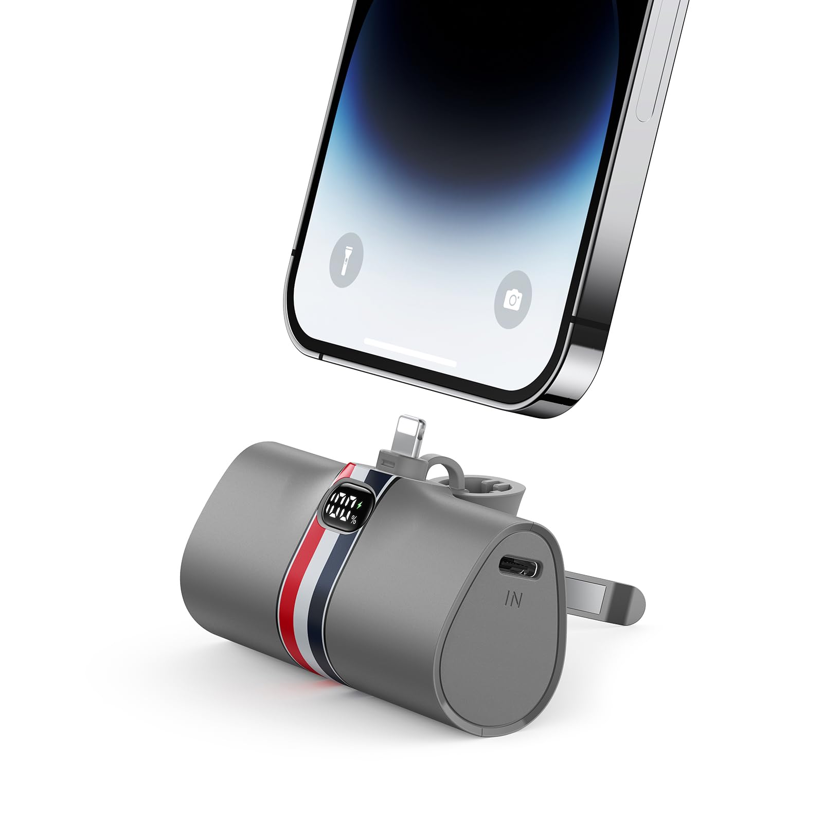 شارژر قابل حمل VIYISI برای iPhone، بانک قدرت شارژ سریع 20 وات با استند قابل تاشو، باتری پک VIYISI سازگار با iPhone 14، 13، 12، 11 Pro Max، XR، X، 8، 7، Airpods (خاکستری)