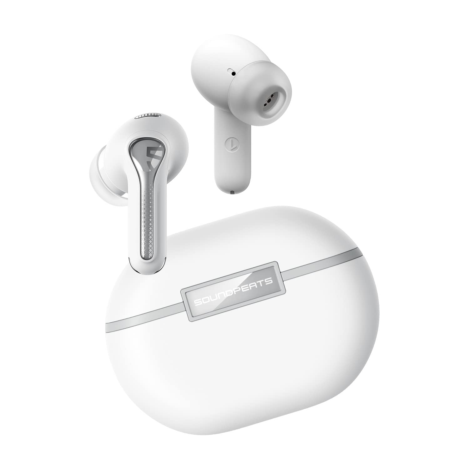 گوشی‌های بلوتوث بی‌سیم SoundPEATS Capsule3 Pro، هدفون صوتی با کیفیت Hi-Res با LDAC، گوشی‌های لغو نویز فعال هیبریدی، 6 میکروفن، حالت شفافیت، حالت بازی، زمان پخش 52 ساعته با کیف سفید