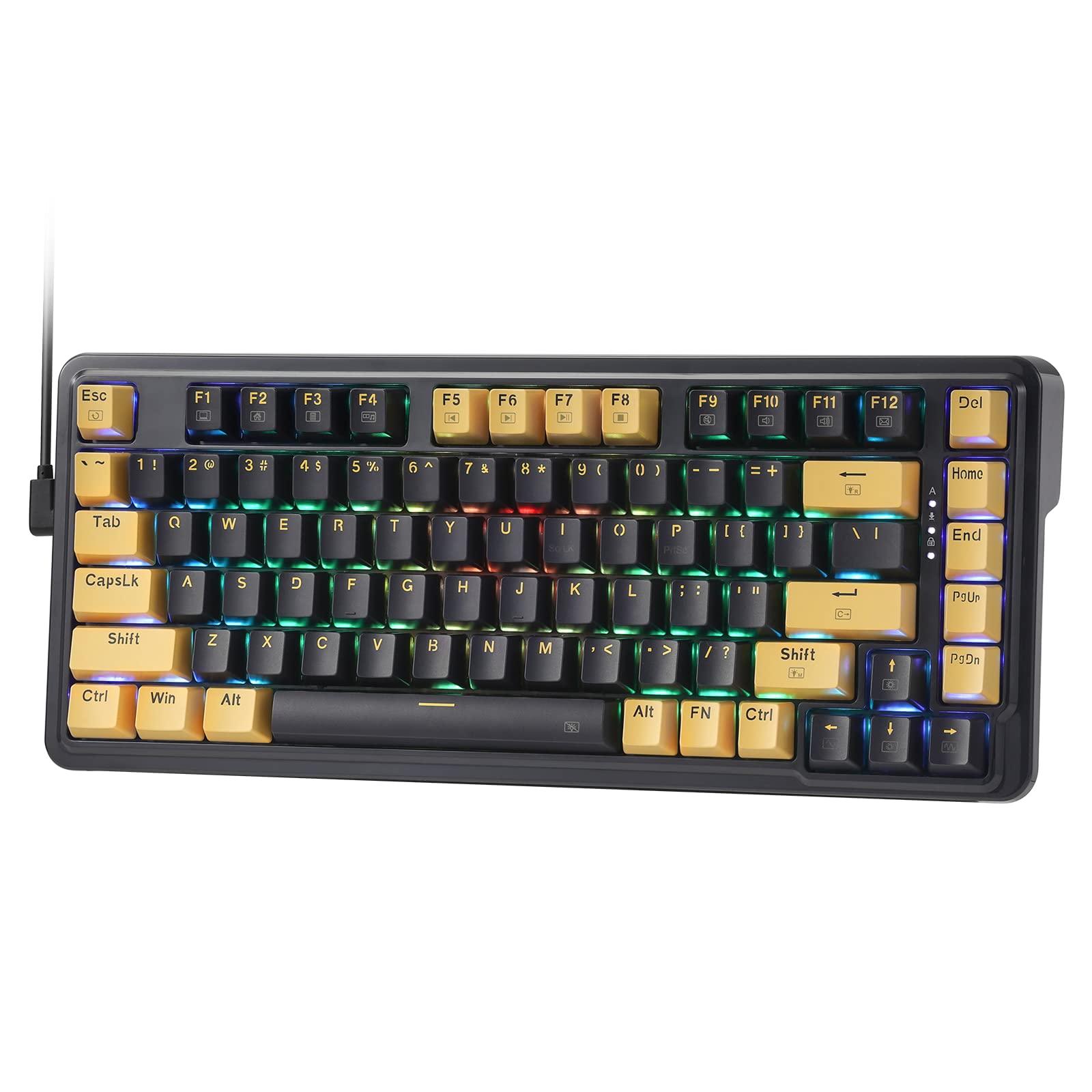 کیبورد بازی Redragon K649 با طراحی ۷۸٪ با RGB، دارای ۸۲ کلید، مجهز به سوکت‌های Hot-Swap جهت تعویض آسان، جاذب صدا، سوئیچ خطی سفت و بی‌صدا Custom Linear Switch، در رنگ‌های مشکی و زرد، سیمی است.