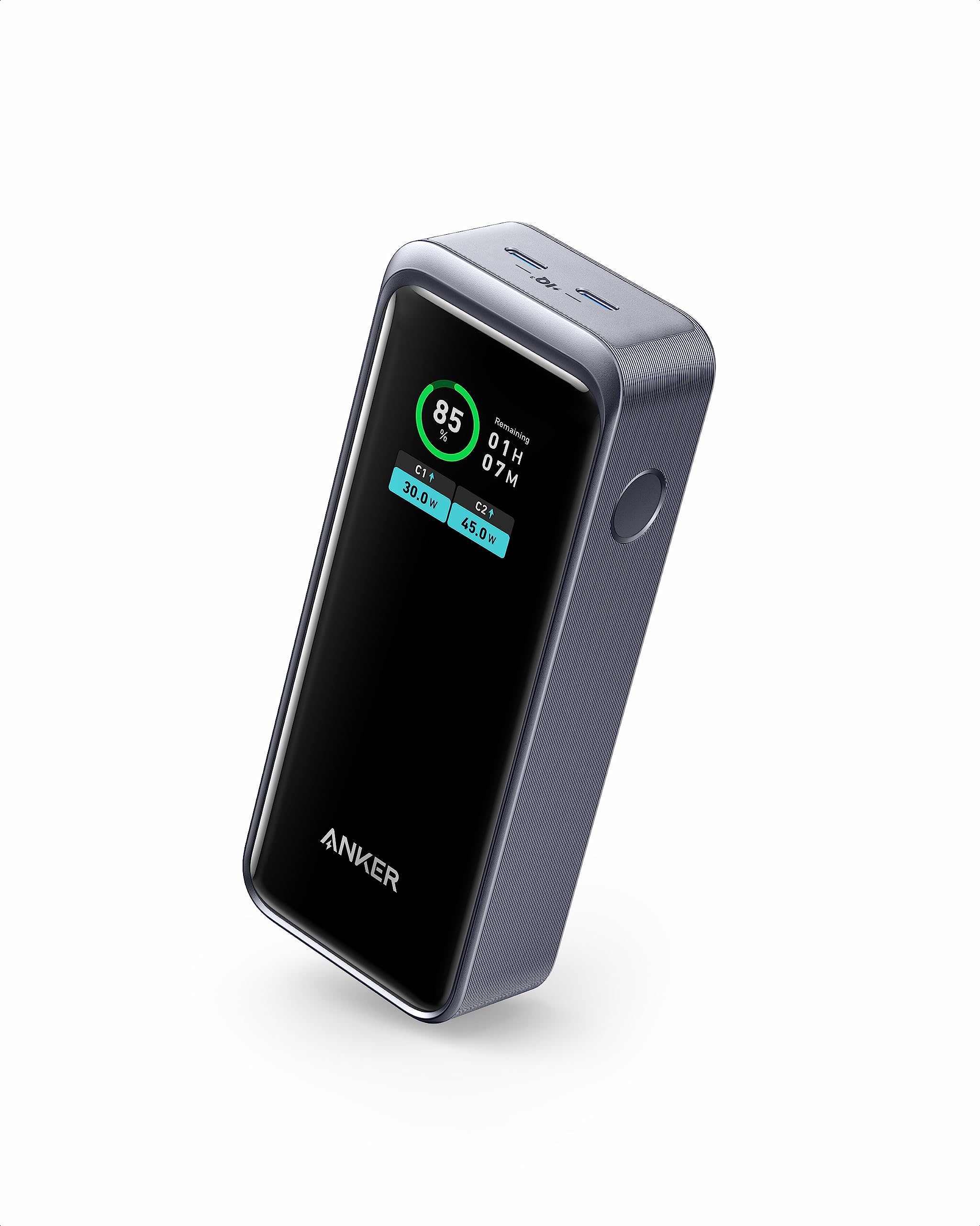 پاور بانک Anker Prime، 12،000mAh شارژر قابل حمل 2 پورت با خروجی 130 وات، نمایش دیجیتال هوشمند، سازگار با MacBook Pro/Air، سری iPhone 16/15/14، Samsung، Huawei، Dell، Xiaomi، Vivo، Oppo