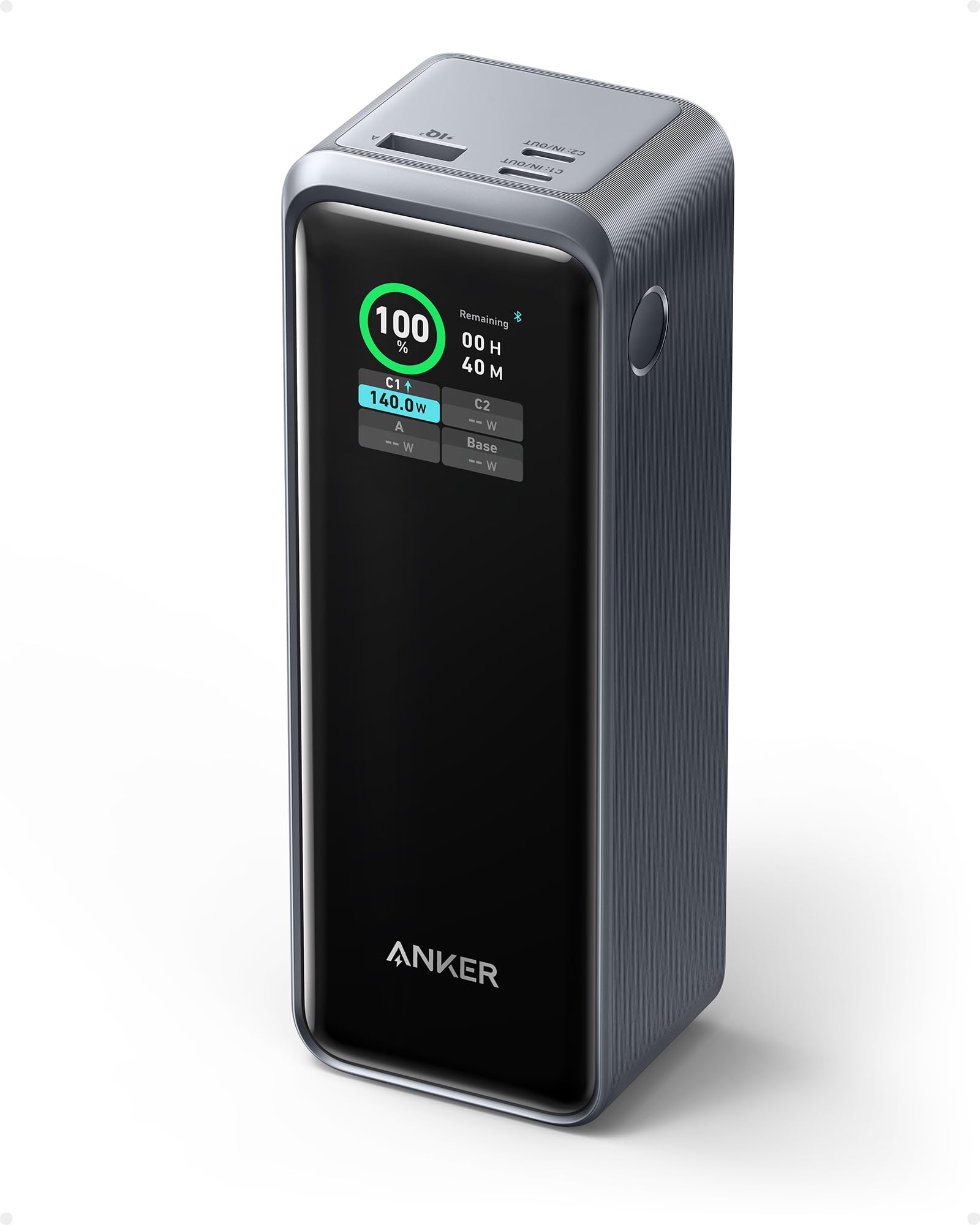 پاوربانک Anker Prime، 27,650mAh 3-پورت 250W شارژر قابل‌حمل (99.54Wh) اپلیکیشن هوشمند، نمایشگر دیجیتال هوشمند، سازگار با مک‌بوک پرو/ایر، آیفون‌های سری 16/15/14، سامسونگ، هوآوی، دل، شیائومی - رنگ مشکی بدون پایه شارژدهی