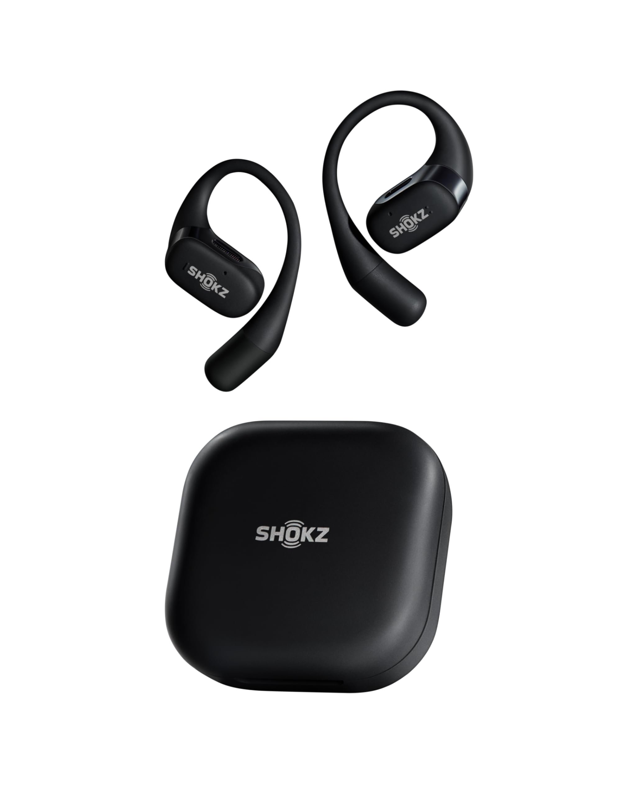 هدفون بلوتوث بی‌سیم واقعی SHOKZ OpenFit Open-Ear با میکروفون، گوش‌گیرهای گوش، مقاوم در برابر عرق، شارژ سریع، زمان پخش ۲۸ ساعته (مشکی)