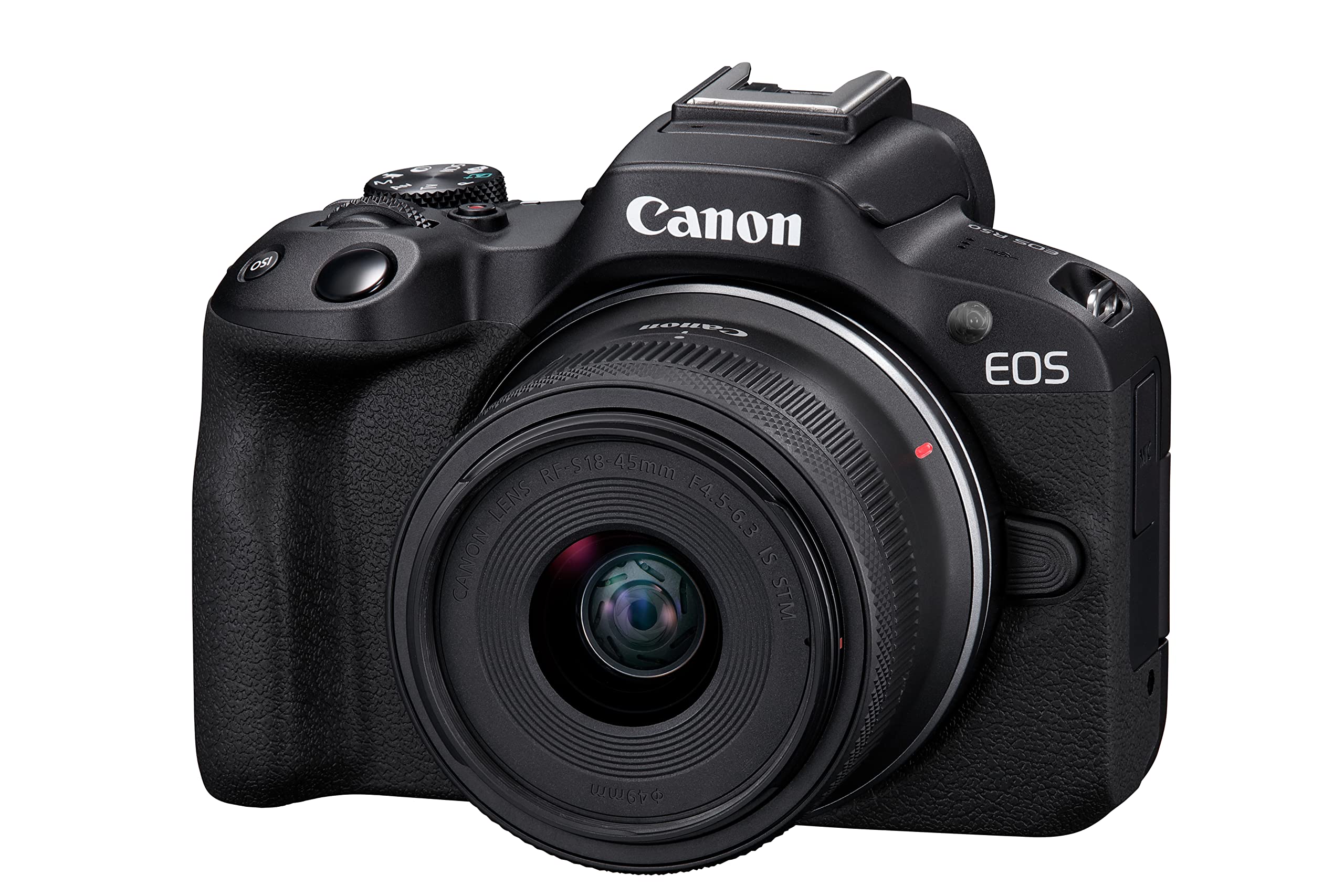 دوربین عکاسی بدون آینه Canon EOS R50 RF-S18-45mm f/4.5-6.3 با عکاسی ویدیویی 4K و 24.2 مگاپیکسل (مشکی) برای ولاگینگ.
