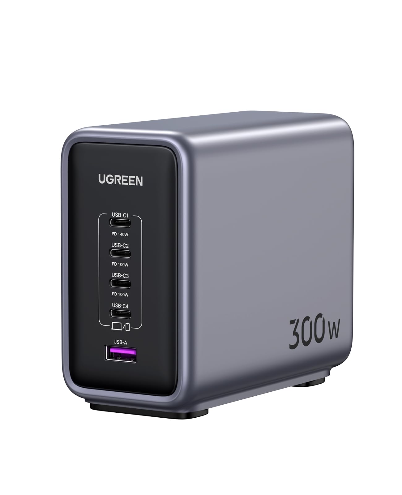 اوگرین 300 وات Nexode GaN شارژر USB C با 5 پورت ایستگاه شارژ دسکتاپ با کابل پلاگ UK 2 متری آداپتور برق لپ‌تاپ با کابل 240 وات 1.5 متری برای مک‌بوک پرو/ایر، لنوو، اچ‌پی، دل، ایسوس، تبلت‌ها، گوشی‌های هوشمند و غیره