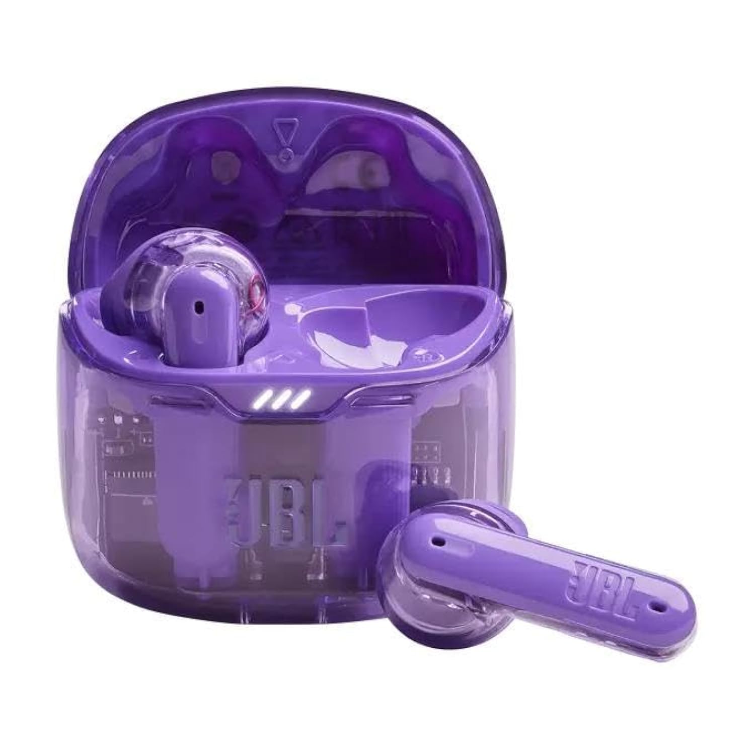 گوشواره‌های بی‌سیم JBL Tune Flex True با قابلیت کاهش نویز، باس خالص، ANC + Ambient هوشمند، 4 میکروفون، 32 ساعت باتری، مقاوم در برابر آب و تعریق، سازگار و راحت - رنگ ارغوانی جنی (Ghost Purple)، JBLTFLEXGPUR بنفش TFLEX