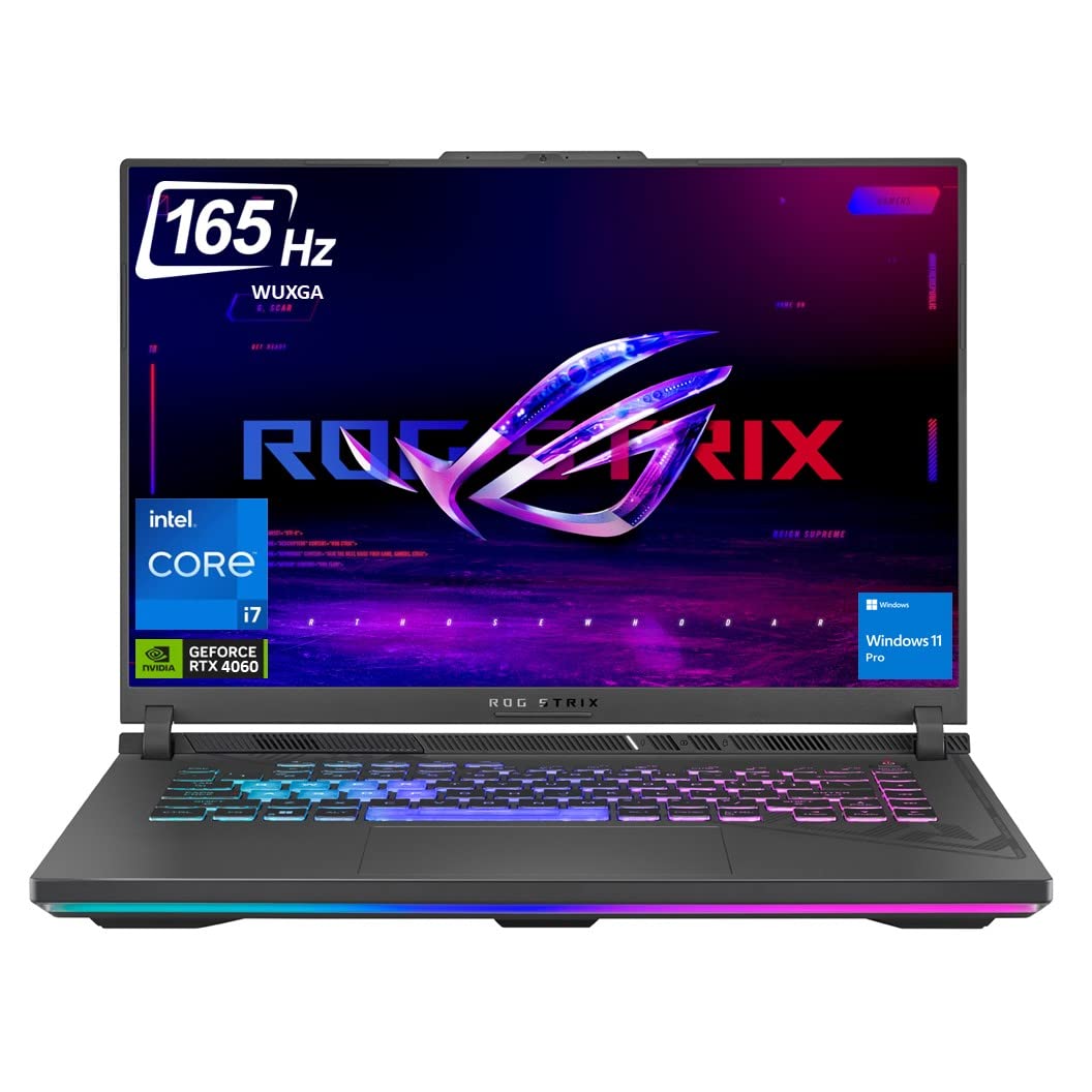لپ تاپ بازی ASUS ROG Strix G16، 16 اینچ WUXGA 165Hz، GeForce RTX 4060 140W، Intel 13th Gen 14-Core i7-13650HX، 64 گیگابایت DDR5، 1 ترابایت PCIe SSD، Thunderbolt 4، نورپردازی 4 منطقه‌ای RGB، HDMI، RJ45، WiFi 6E، ویندوز 11 Pro، رنگ خاکستری اکلیپس.