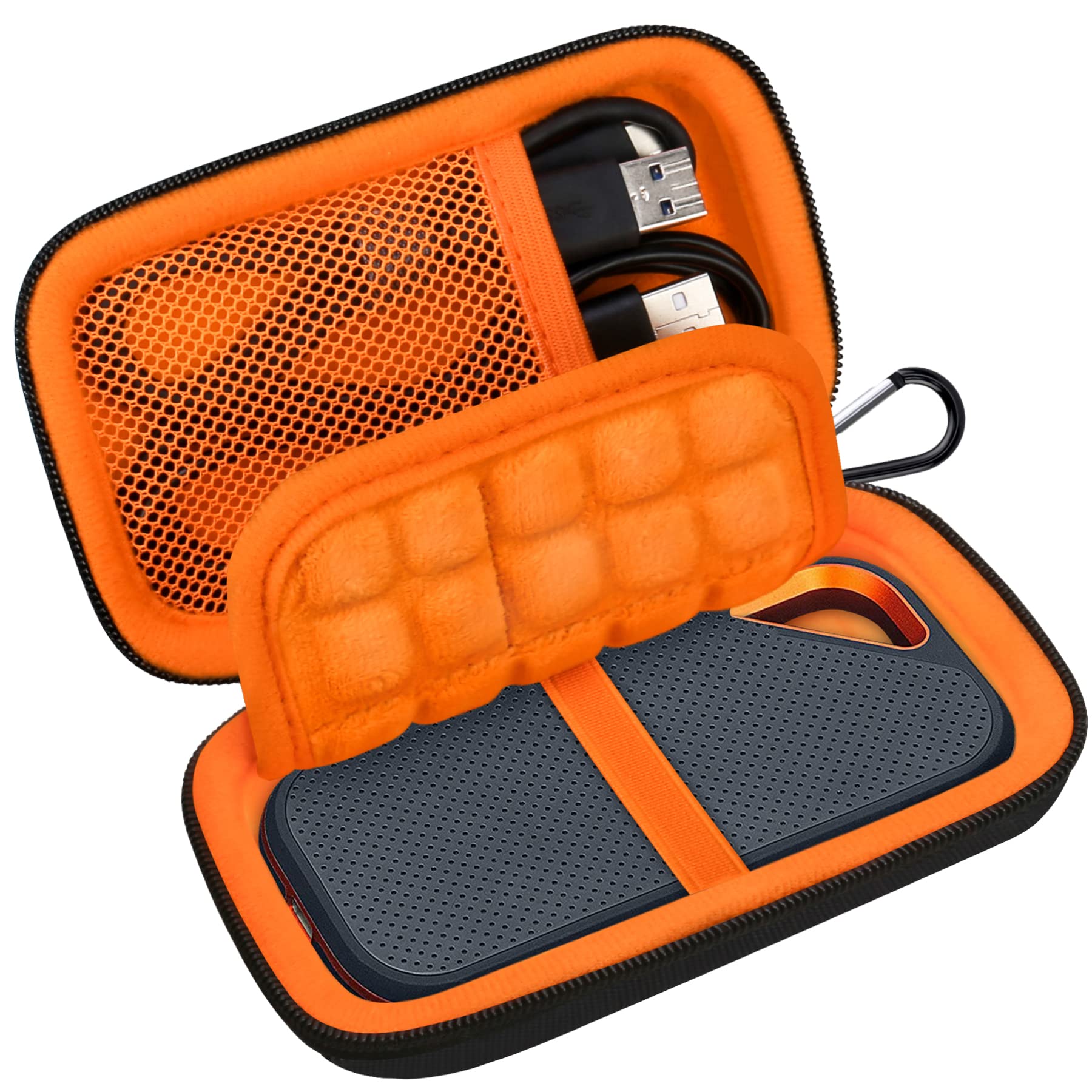 کیف حمل و نقل سخت Lacdo برای SanDisk Extreme Pro / SanDisk Extreme Portable External SSD 500GB 1TB 2TB 4TB USB-C Solid State Drive EVA ضد شوک محافظتی کیف حمل و نقل ذخیره سازی، مشکی + نارنجی