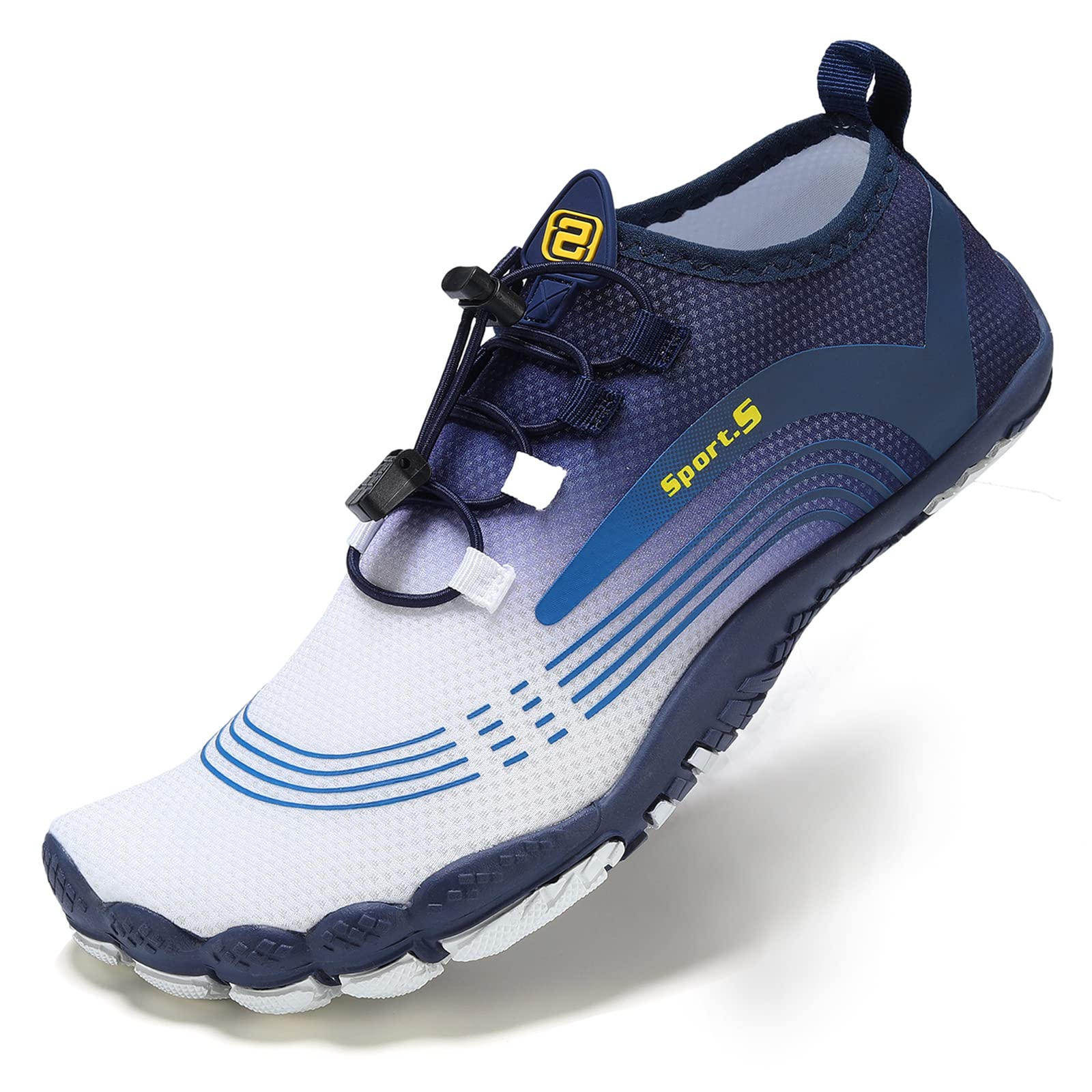 کفش‌های آبی اوسیمن برای زنان و مردان، سریع‌خشک و ضد لغزش و نرم برهم‌پاشنه برای شنا در استخر، سواحل، ورزش‌های آبی بیرونی، سورف، پارک آبی و کفش یوگا آبی و سفید ۳۷ اروپا