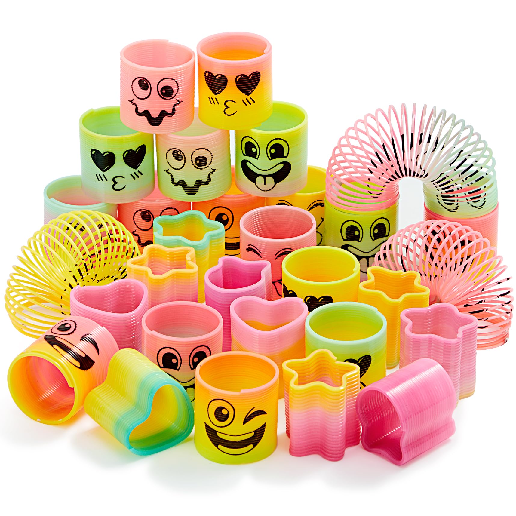 30 تا اسباب بازی Spring Rainbow Party از JOYIN، اسباب بازی کویل پلاستیکی کوچک، اسباب بازی فشار استرس کویل کوچک برای کودکان در جشنواره، جایزه تولد، و خرج‌های سوغاتیین خوب