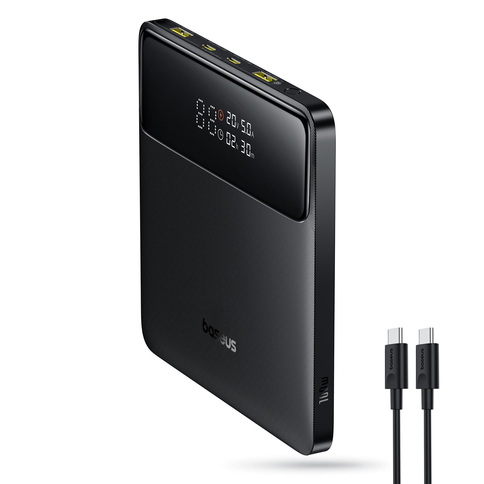 پاور بانک Baseus، 20000mAh 100W PD شارژ سریع شارژر قابل حمل با نمایشگر دیجیتال، کابل USB-C، باتری بانک لپ تاپ Blade برای مک بوک، آیپد، سری iPhone، سری Samsung، Steam Deck
