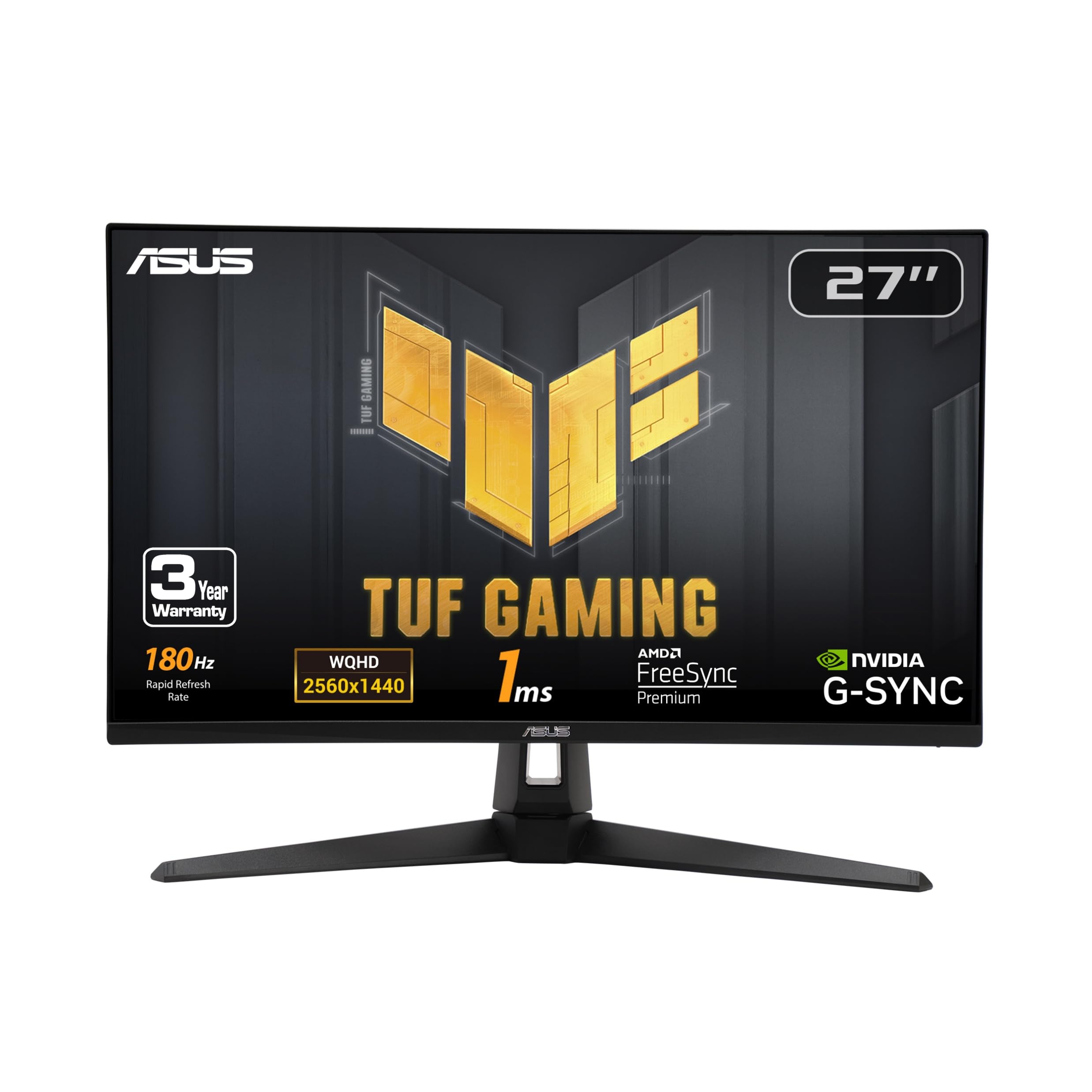 صفحه نمایش ASUS TUF Gaming 27 اینچ با وضوح 1440P HDR (VG27AQ3A) - QHD (2560 × 1440)، 180Hz، 1ms، Fast IPS، 130٪ sRGB، Extreme Low Motion Blue 27 QHD 180Hz G-SYNC