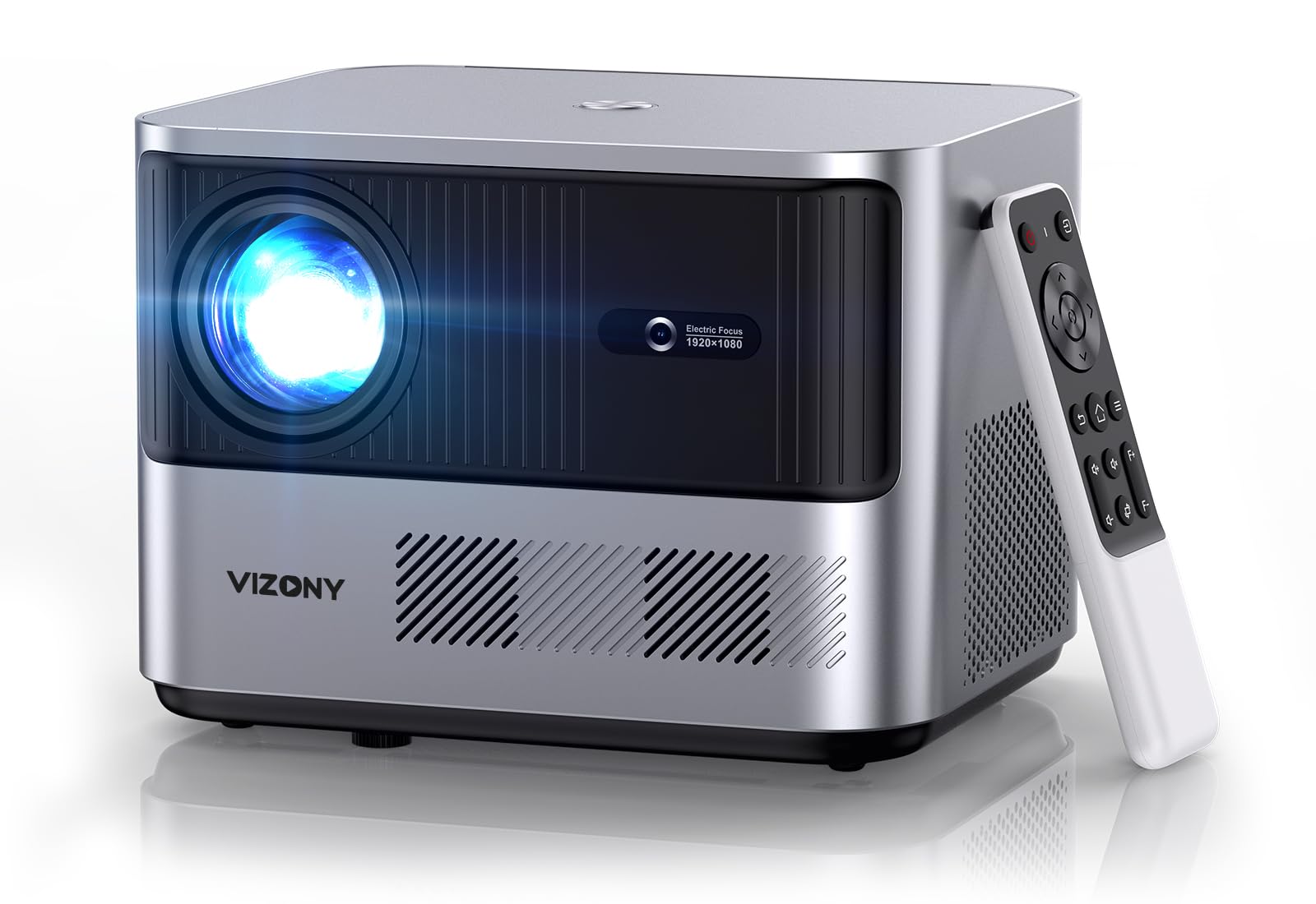ویدیوپروژکتور VIZONY FHD 1080P با پشتیبانی از 4K، 800 ANSI وای فای 5 گیگاهرتز و بلوتوث، پروژکتور خارجی با موتور محکم/فوکوس الکتریکی/تکنولوژی ۴P۴D/PPT/زوم، پروژکتور خانگی سازگار با iOS/Android/PC/TV