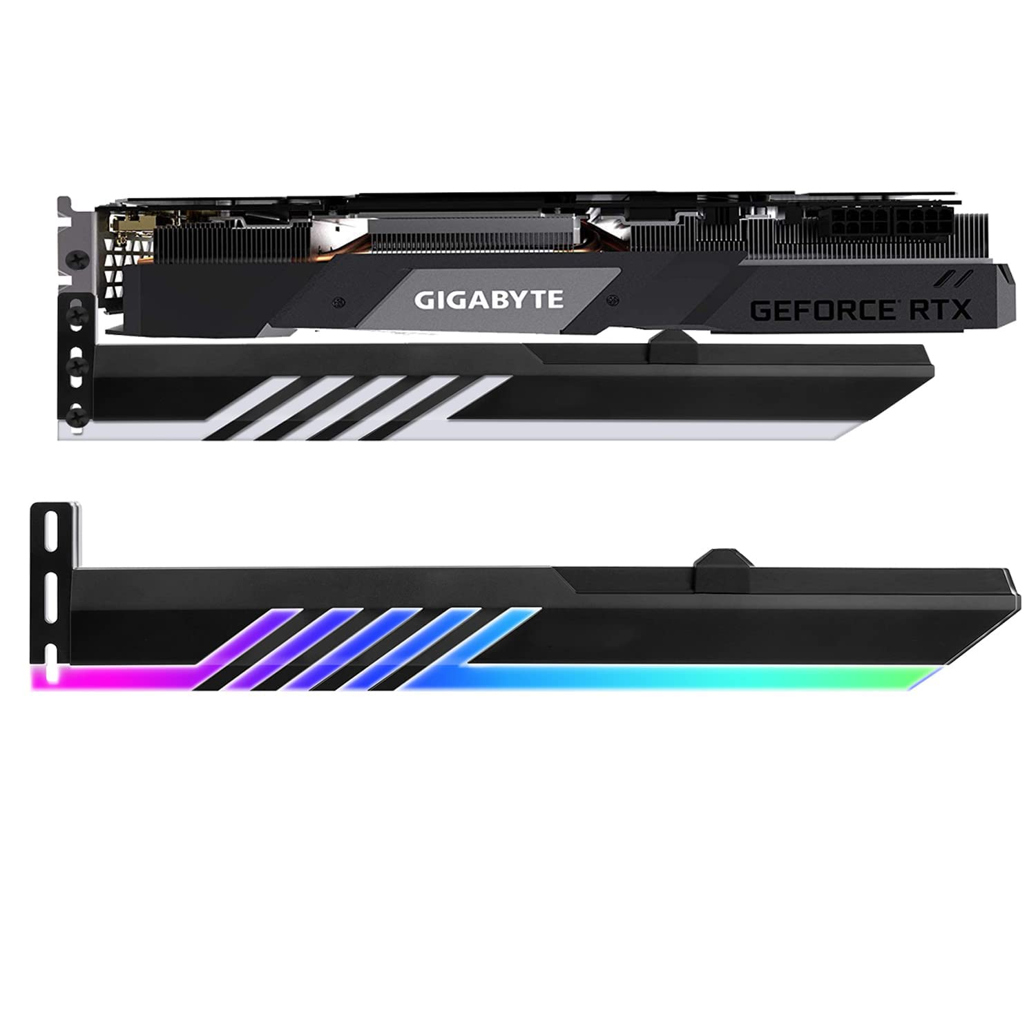 پشتیبان دارنده کارت گرافیک باسپورت RGB آدرس پذیر 3 پین 5 ولت MAKINGTEC، پشتیبان دارنده GPU، ترمیم‌کننده گهواره نگه‌دارنده کارت ویدئویی، رنگ مشکی