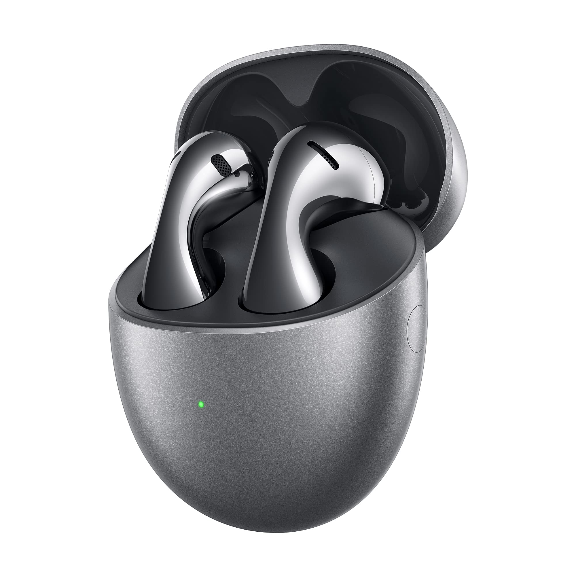 هدفون بی‌سیم HUAWEI FreeBuds 5، هندزفری بلوتوث TWS، طراحی منحصر به فرد، صدای با کیفیت بالا، کاهش نویز تماس هوشمند AI، شارژ سریع، عمر باتری طولانی، اتصال به دو دستگاه همزمان، مقاومت در برابر آب، نقره‌ای