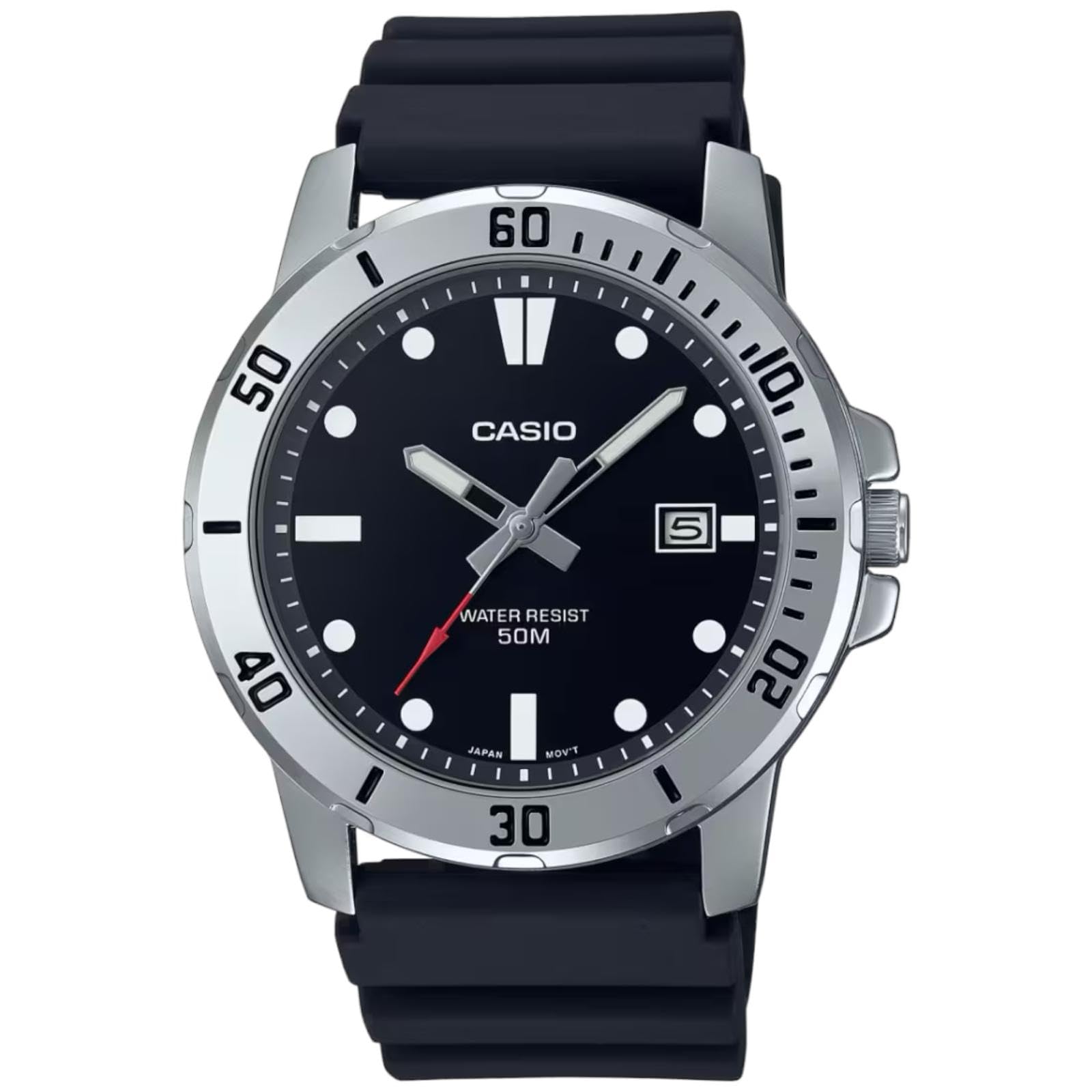 مژده ساعت مردانه Casio - مدل MTP-VD01-1EVUDF با صفحه سیاه و بند مشکی