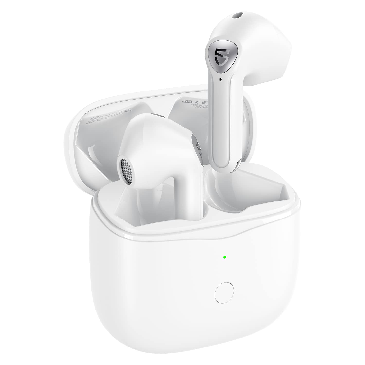 هدفون بی‌سیم SoundPEATS Air3 با بلوتوث ورژن ۵.۲، دارای چیپست Qualcomm QCC3040 و فناوری aptX-Adaptive، ۴ میکروفن و لغو نویز CVC ۸.۰، تکنولوژی TrueWireless Mirroring، شناسایی در گوش رنگ سفید