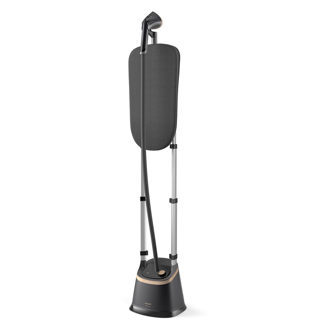 ورسونی فيليپس ايزی‌تاچ Stand Steamer - 2000 وات، بخار مداوم 40 گرم در دقیقه، 3 تنظیم بخار، مخزن آب 2 لیتر، شستشوی آسان ضد رسوب، پلاک بخار بزرگ، مشکی (STE3170/80)