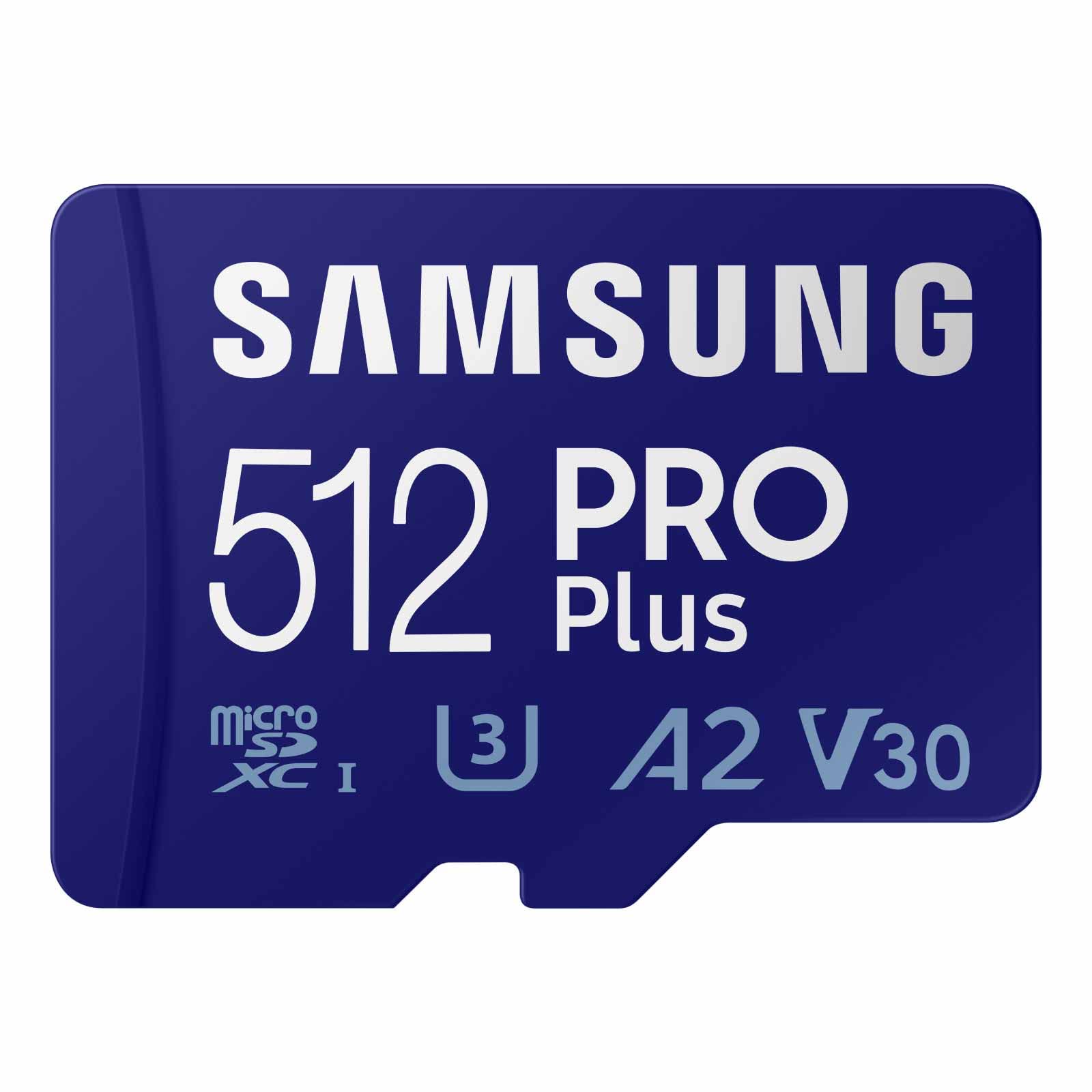 کارت حافظه microSD SAMSUNG PRO Plus + آداپتور، 512 گیگابایت MicroSDXC، تا 180 مگابایت بر ثانیه، Full HD و 4K UHD، UHS-I، C10، U3، V30، A2 برای گوشی‌های اندروید، تبلت‌ها، دوربین‌های GoPro، پهپاد DJI، MB-MD512SA/AM، کارت 512 گیگابایت PRO Plus (180MB/s) تنها