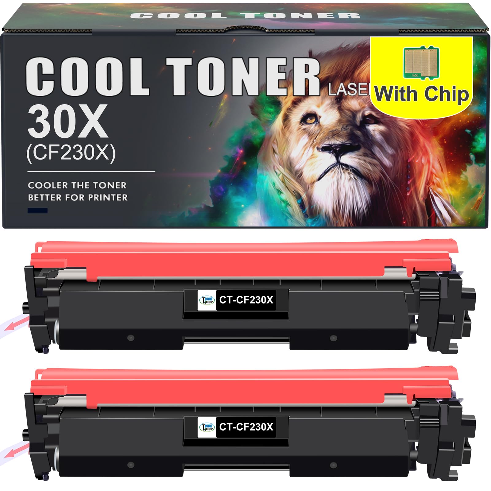 جونر خنک سازگار 30X CF230X جوهرجو سیاه کارتریج جایگزین برای اچ‌پی 30X 30A CF230X CF230A برای اچ‌پی پرو ام‌اف‌پی ام 227fdw ام 203dw ام 227fdn ام 203dn ام 227sdn ام 203d ام 203 چاپگر جوهر (سیاه، 2 بسته)