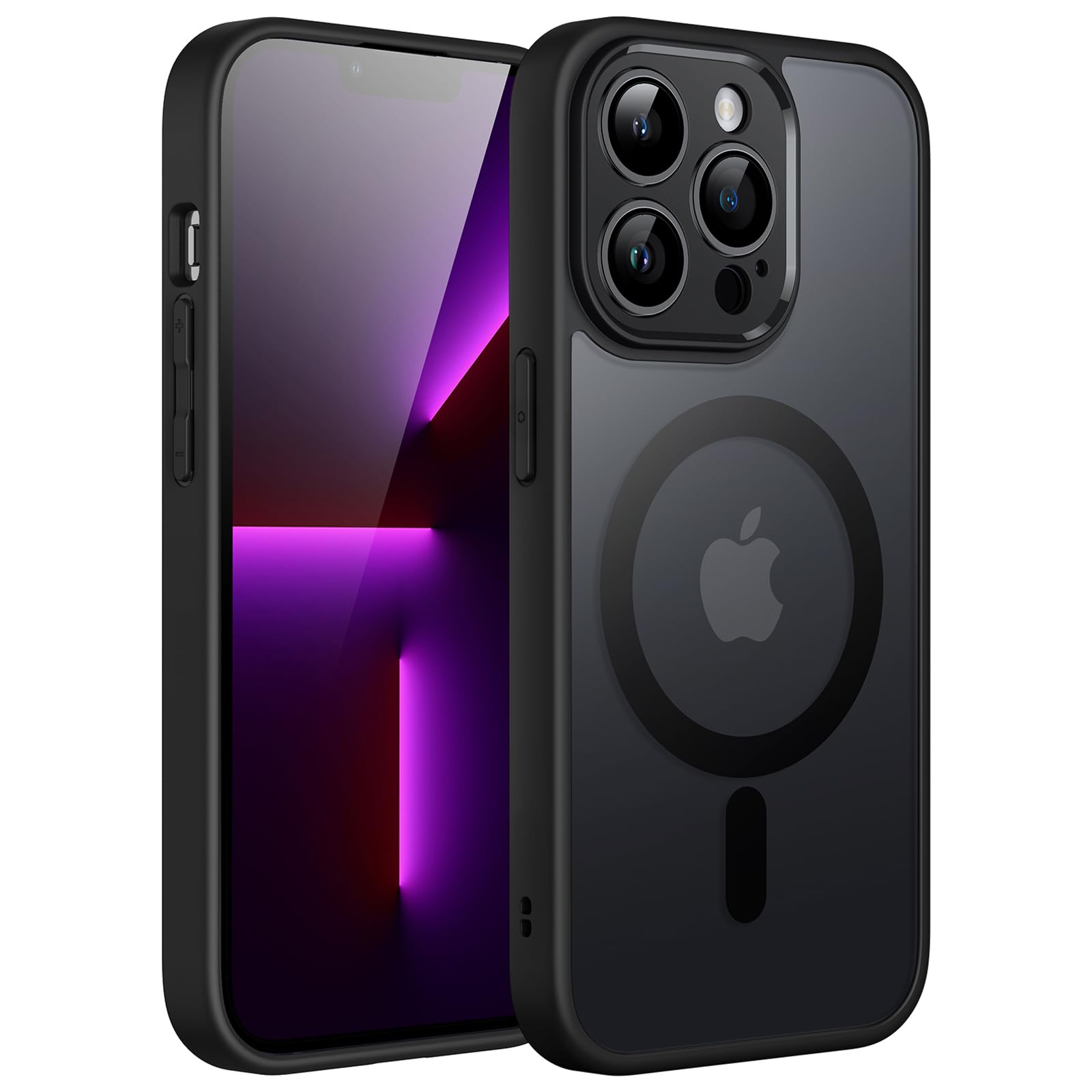 محافظ مغناطیسی JETech برای iPhone 13 Pro Max 6.7 اینچ، سازگار با مگ‌سیف، ظاهر مات شفاف برای لنز دوربین، پوشش کامل مقاوم در بقایایض کم پوش گوشی (مشکی)