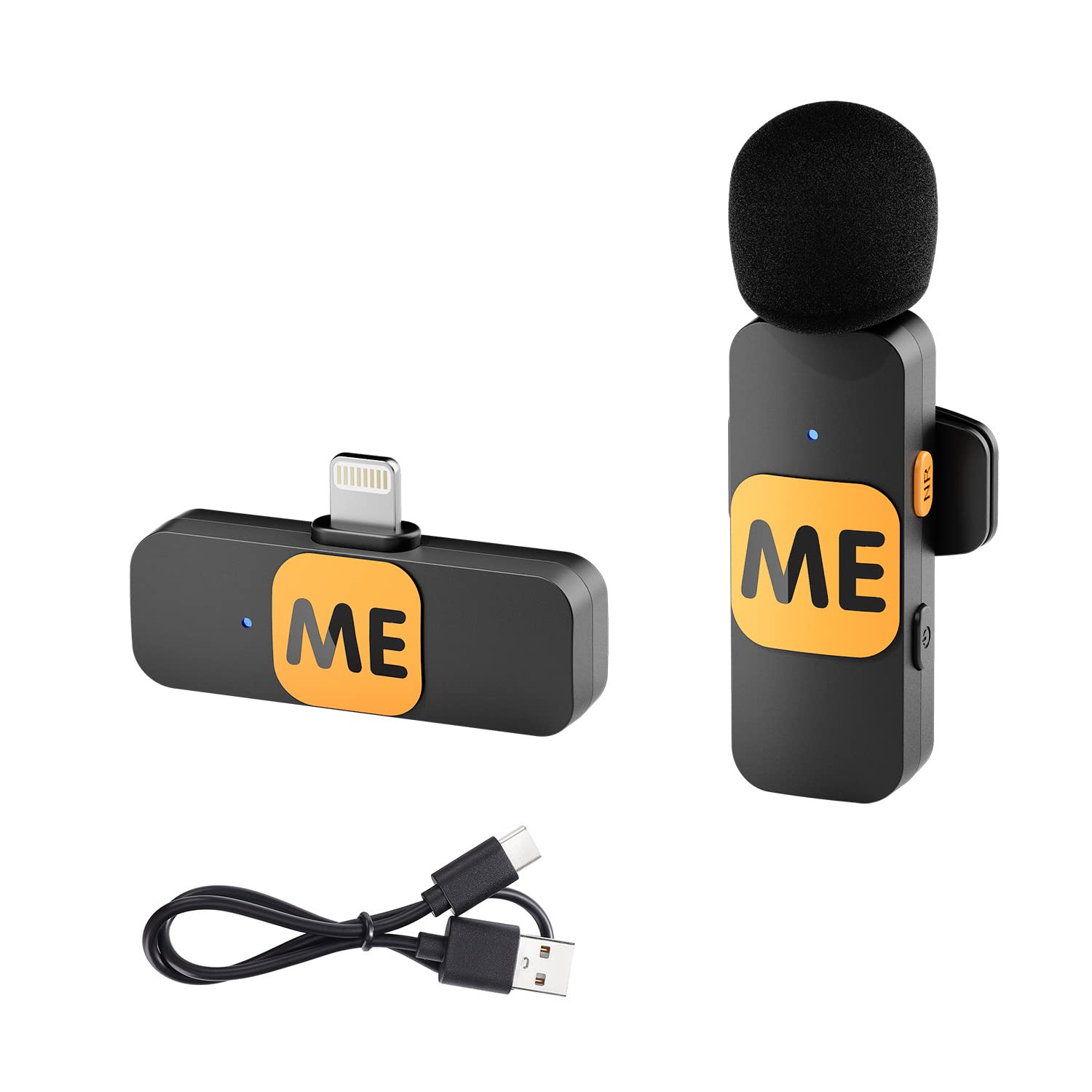 سیستم میکروفون بی‌سیم حرفه‌ای ME MIC-S1 با فرکانس 2.4 گیگاهرتز، برد 164 فوت، میکروفون لاوالیر برای آیفون 13، آیپد - میکروفون کاندنسر چند جهته برای مصاحبه، ویدیو پادکست، ولاگ یوتیوب