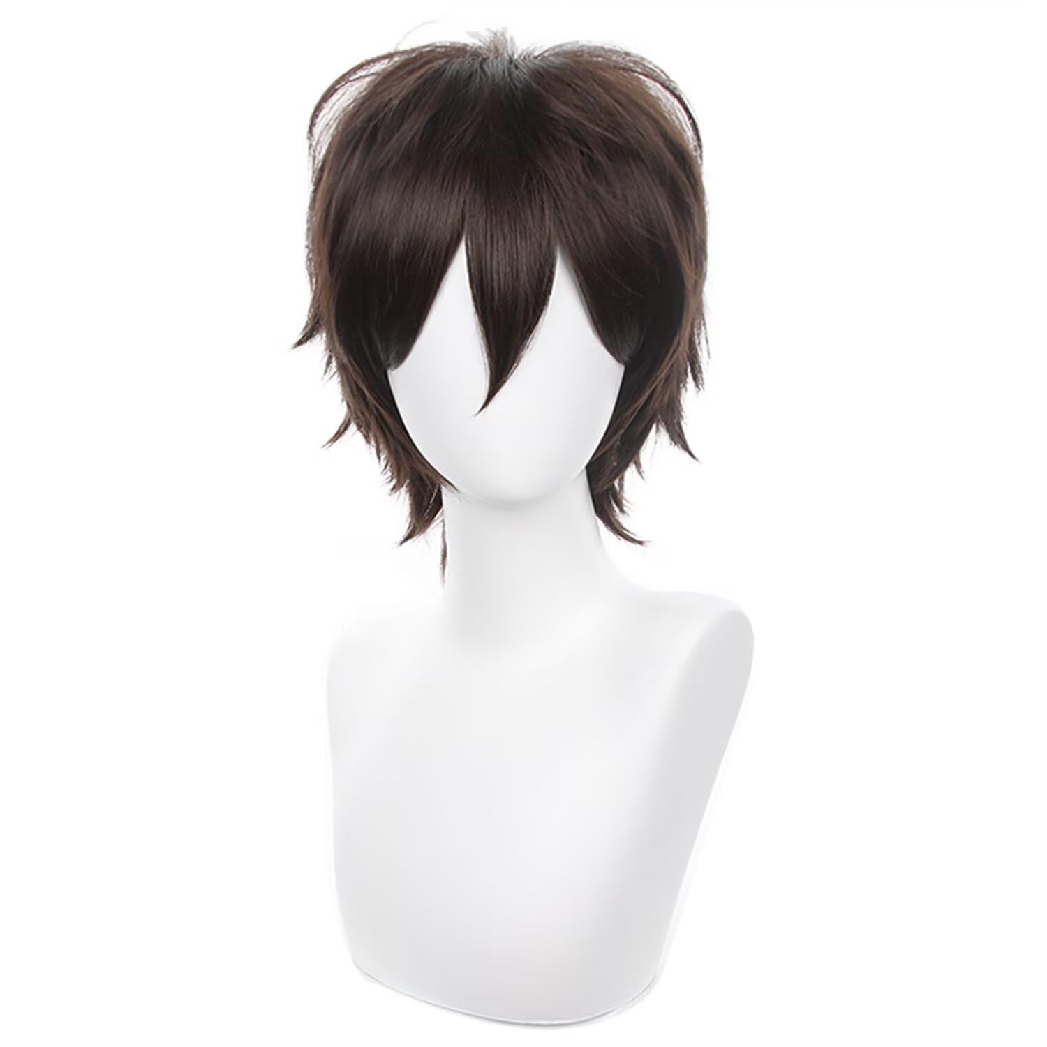 کلاه گیس قهوه ای کاسپلی COSPLAZA مدل موی مصنوعی کوتاه، کرکی، مقاوم در برابر حرارت، چند لایه، مردانه، زنانه، مخصوص مهمانی هالووین، قهوه ای روشن