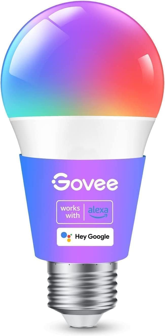 لامپ‌های هوشمند Govee Smart WiFi و بلوتوث، با Alexa، Google Assistant Home App سازگار، همگام‌سازی با موزیک، 16 میلیون رنگ RGBWW، بسته‌ی ۱ عددی