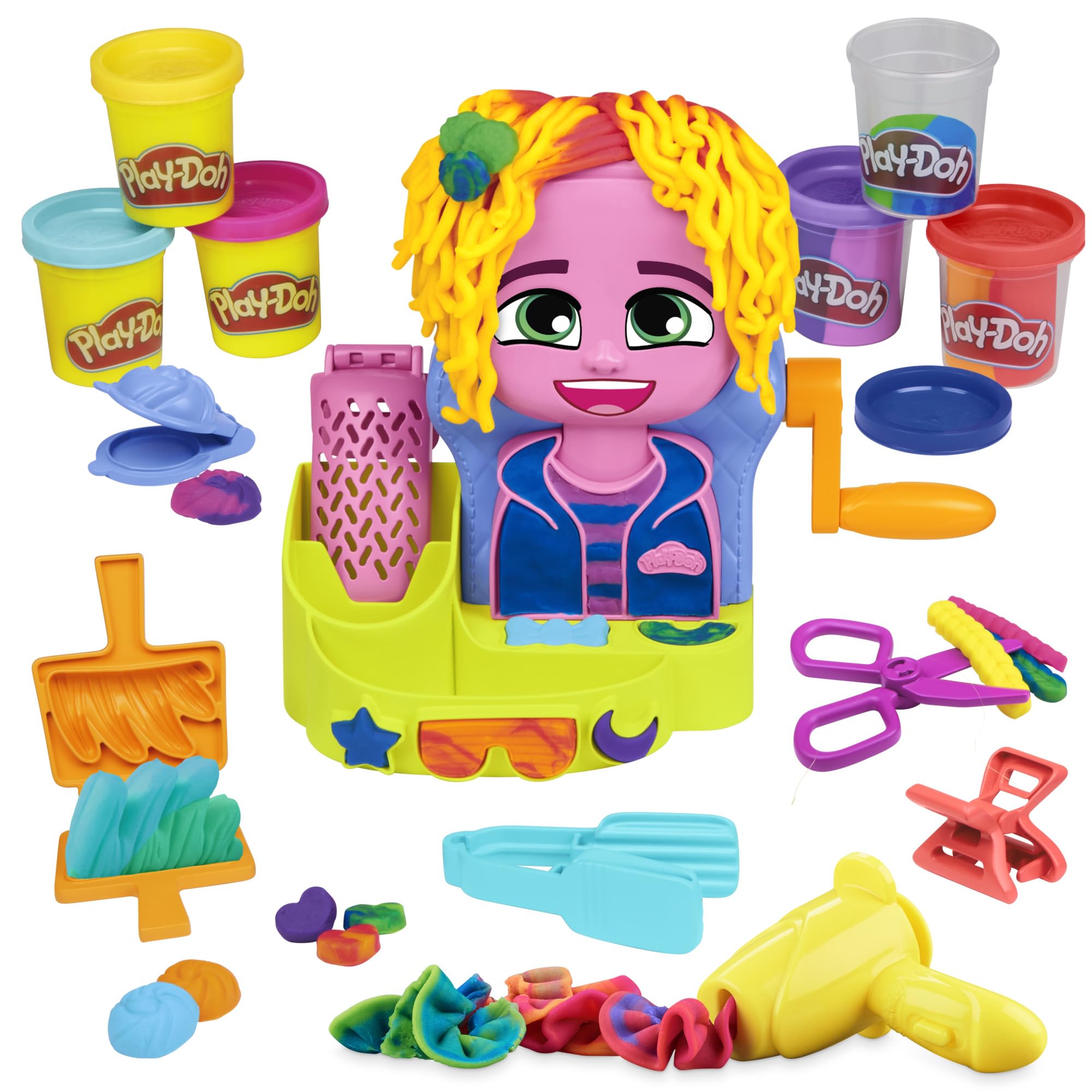 مجموعه بازی Play-Doh Hair Stylin' Salon با 6 بطری، اسباب بازی تخیلی برای دختران و پسران ۳ سال به بالا