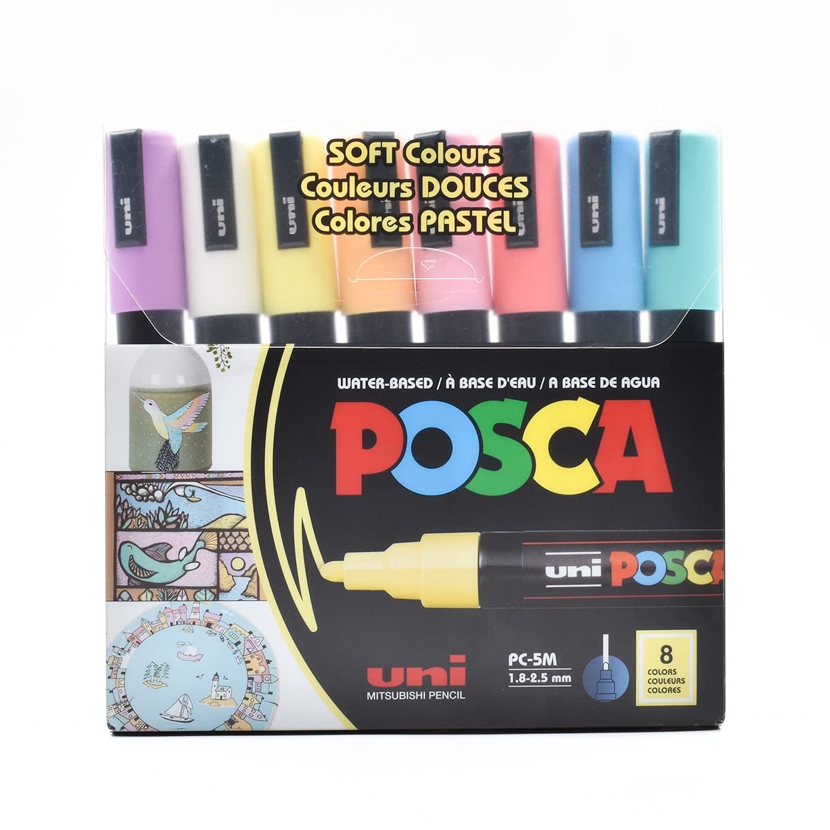 مجموعه نشانگرهای POSCA PASTEL برای هنر 8 تکه PC5M-8SOFT