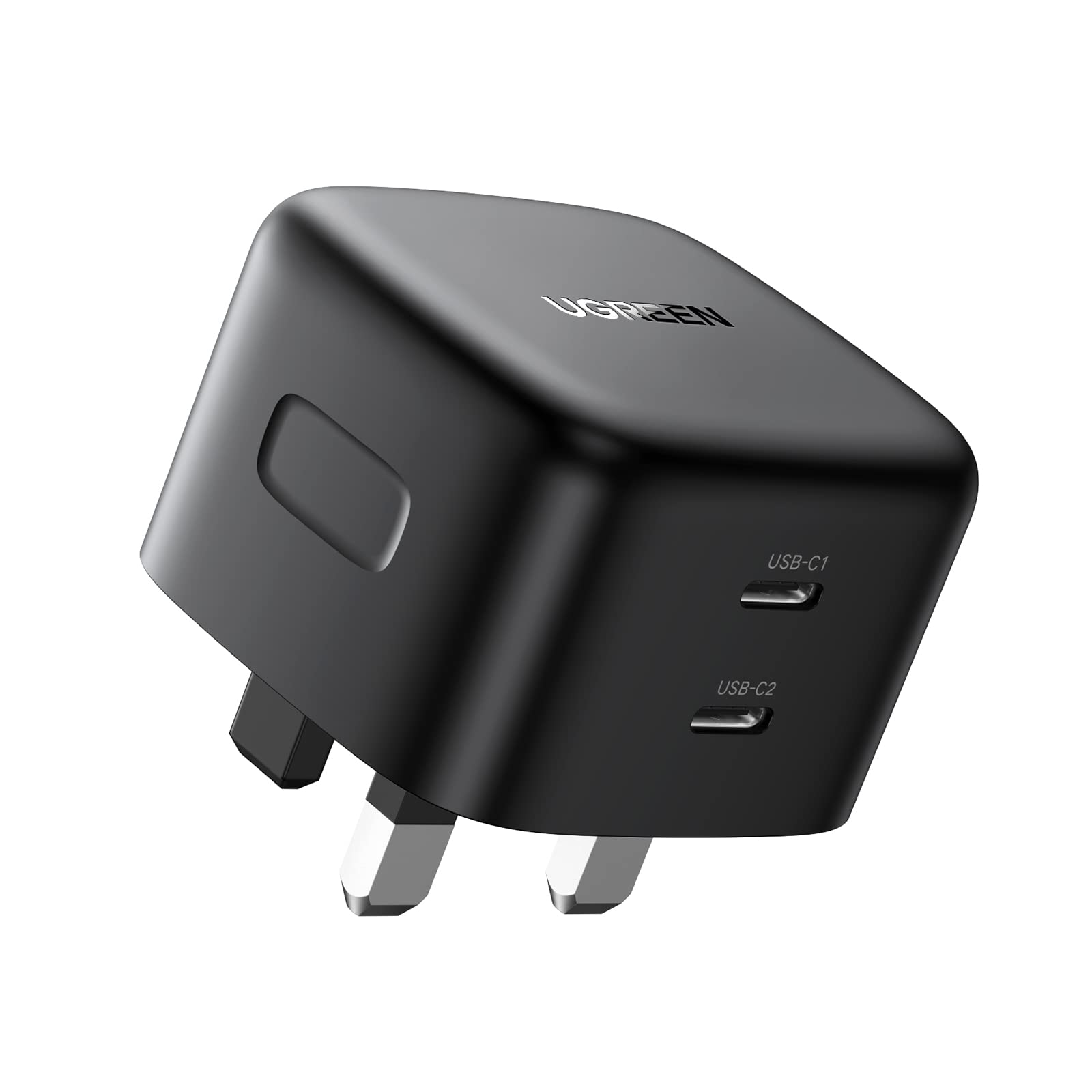 UGREEN شارژر PD 65W GaN آداپتور USB C پورت های دوگانه نوع C پلاگ شارژ دیواری لپ تاپ توان انتقال (20W+45W) سازگار با لپ تاپ HP، Lenovo، Dell، Macbook Air/Pro، Steam Deck، iPhone، iPad و غیره 65W مشکی