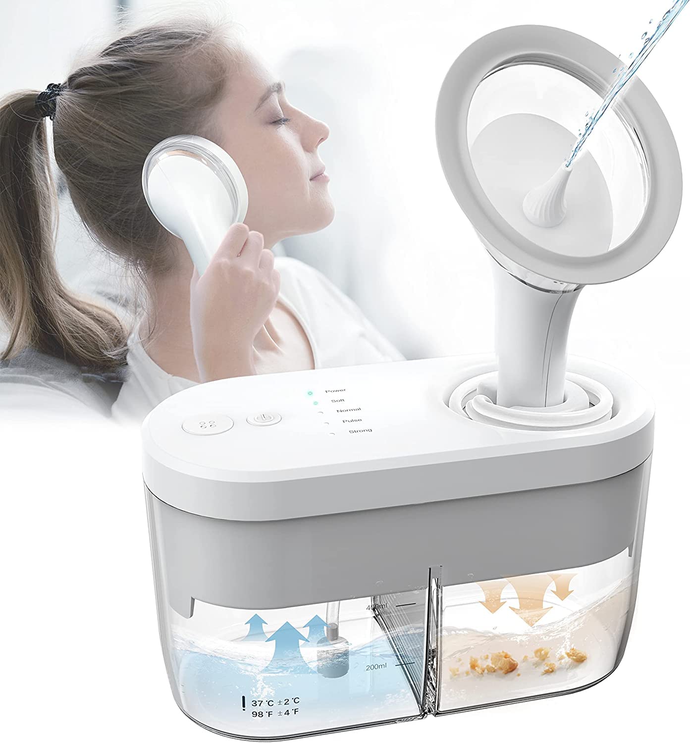ابزار پاک کردن گوش کاربردی SYOSI Electric، کیت پاک کننده گوش عر قدرت آب، کیت تخلیه گوش خودکار با جت استریم، پاک کننده گوش برای شستشو، آبکشی گوش جرم های سوپاپ گوش، شارژر USB سفید