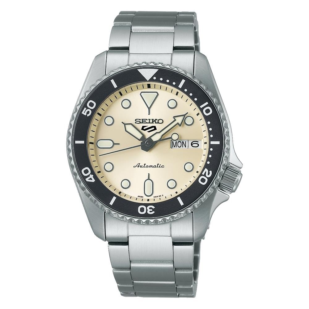 ساعت Seiko 5 Sports SKX 38 میلیمتر مدل مشکی با بند فلزی استیل SRPK29K1 سفید