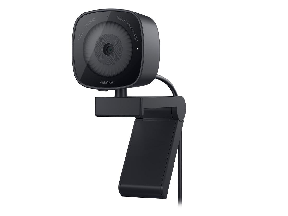 وبکم Dell WB3023-2K با رزولوشن QHD/FHD/HD، سنسور سونی، دیافراگم f2.0، تشخیص چهره، میکروفن کاهش نویز، زوم دوبرابر HD، USB-A، مایکروسافت تیمز/زوم تایید شده - مدرن مشکی