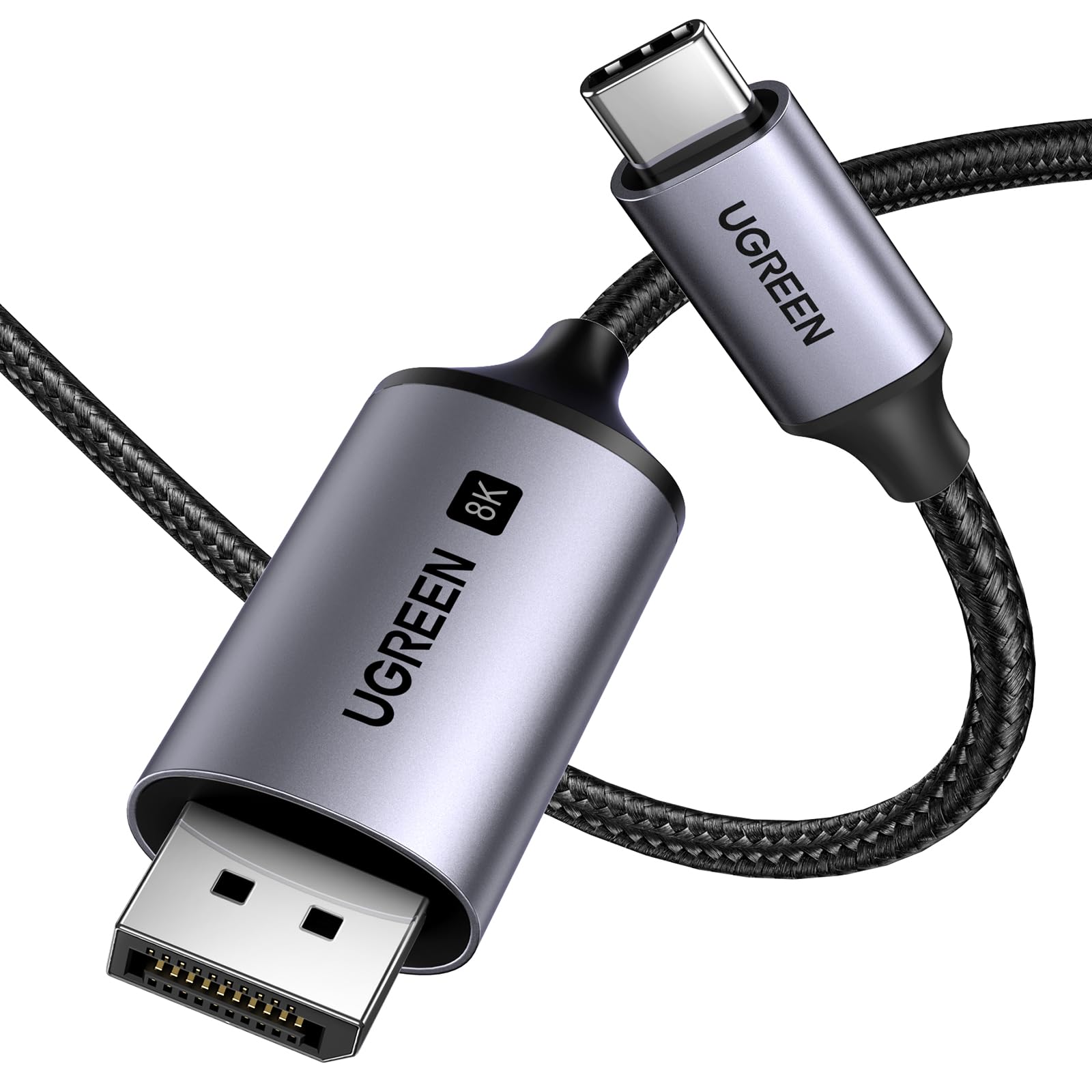 کابل UGREEN 8K USB C به DisplayPort 1M، نوع C تاندربولت 3/4 به DP کابل 8K @ 60 هرتز، 4K @ 240 هرتز / 144 هرتز / 120 هرتز، سازگار با آیفون سری 16/17، مک بوک پرو/ایر، گلکسی اس 23/23+، آیپد پرو/ایر/مینی، دل اکس‌پی‌اس