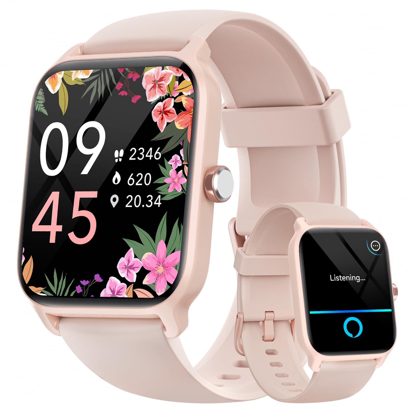 ساعت هوشمند Fitpolo برای خانم‌ها با سیستم عامل اندروید و آیفون ، با ویژگی Alexa Built-in [صفحه نمایش HD 1.8 اینچ] ، ساعت هوشمند ضدآب IP68 با امکان اتصال بلوتوث برای تماس (پاسخ‌دهی/ برقراری)، مانیتور ضربان قلب/ خواب/ اکسیژن سنج خون، 105+ ردیاب فعالیت ورزشی