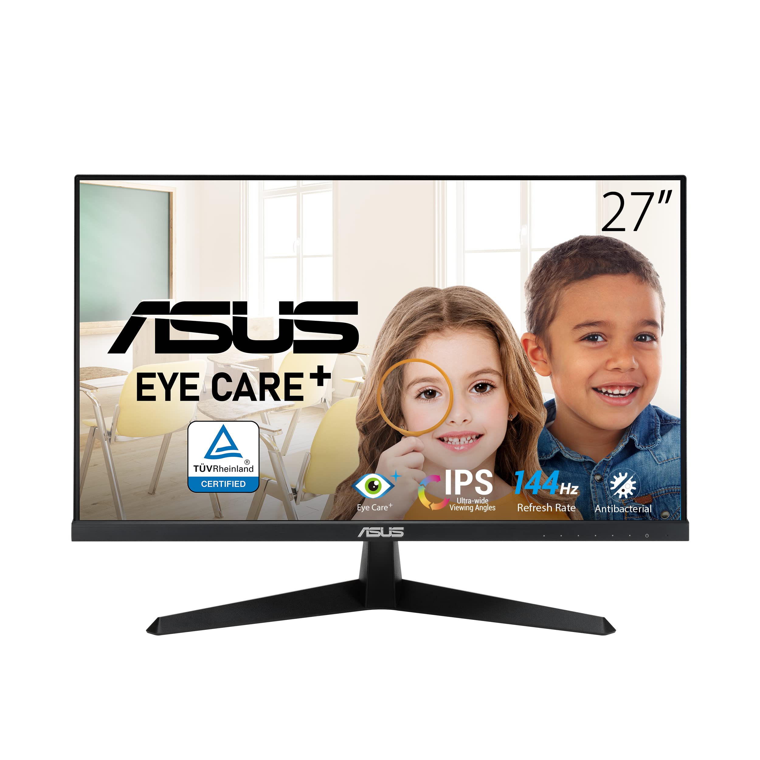 مانیتور بازی ASUS VY279HGE Eye Care - 27 اینچ FHD (1920 × 1080) ، IPS ، 144Hz ، IPS ، SmoothMotion ، 1ms (MPRT) ، FreeSync Premium™ ، فناوری Eye Care Plus ، فیلتر نور آبی ، بدون چشمک ، درمان ضد عفونی ، 27" IPS 144hz