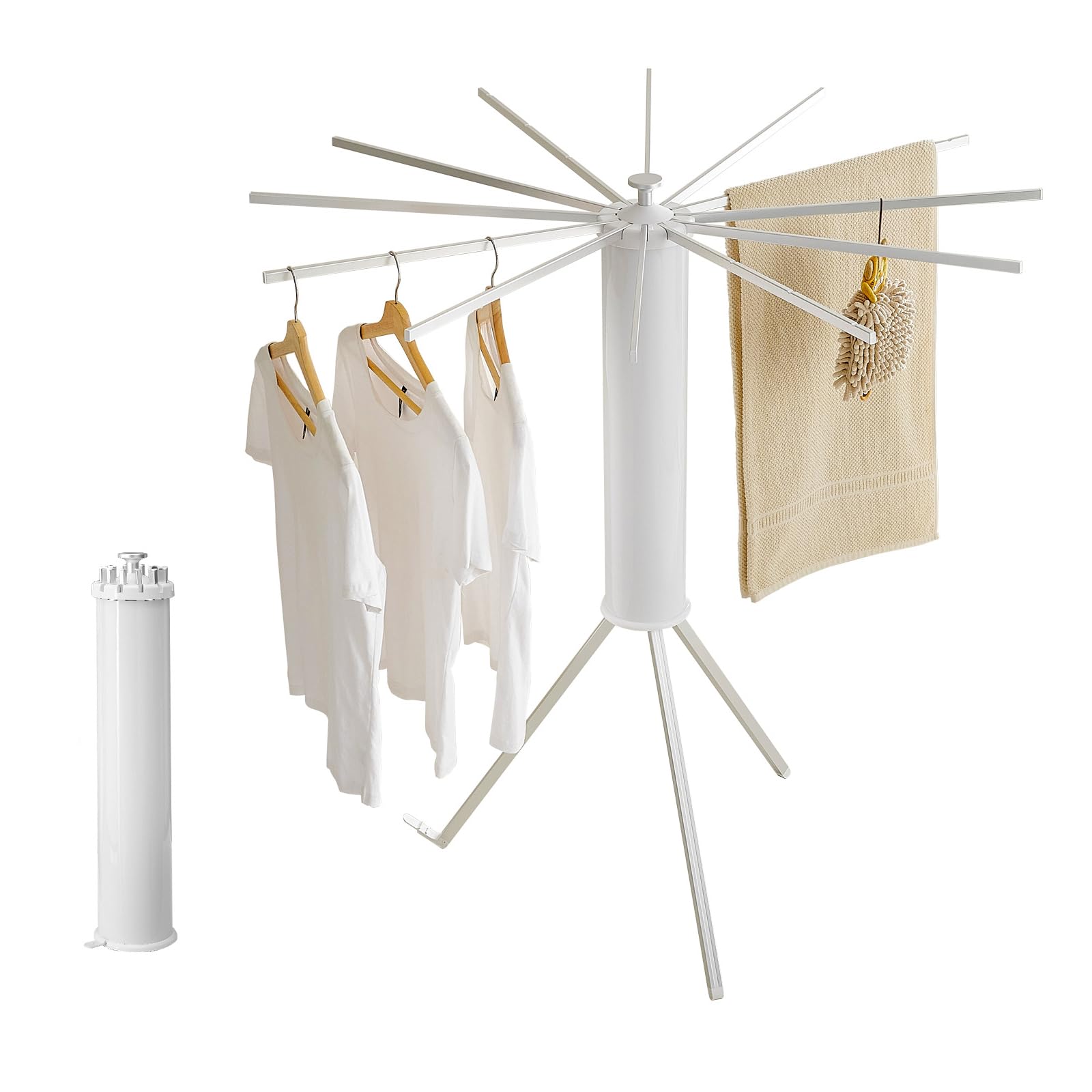 ترجمه می‌شود JOOM Tripod Clothes Drying Rack، Garment Rack Portable and Foldable Space Saving Laundry Drying Rack - Drying Rack clothing Floor Folding Balcony Bedroom Household aluminum Matter Silver