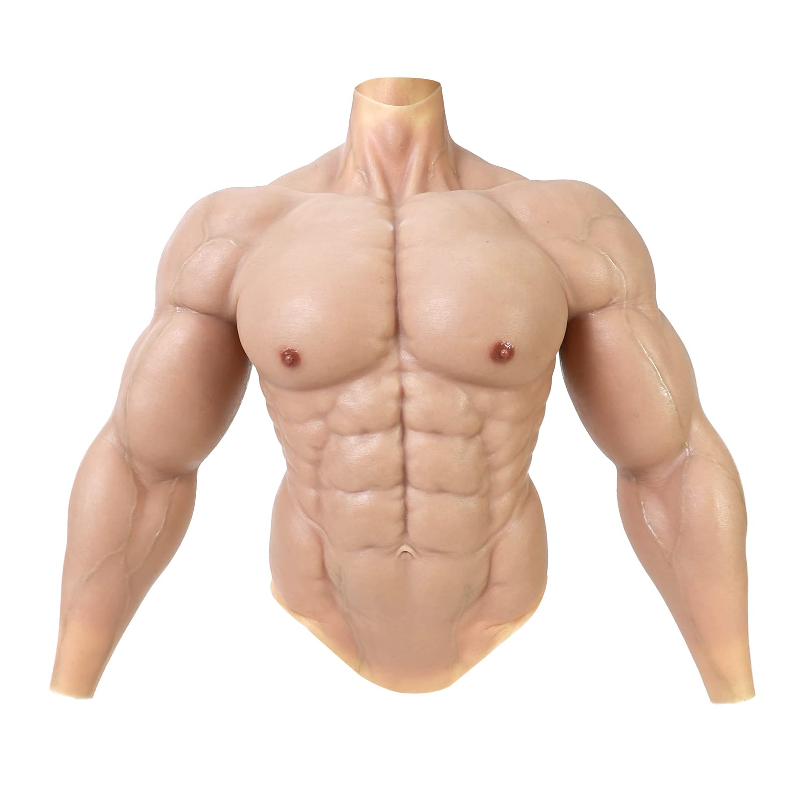 SMITIZEN Silicone Muscle Suit Upgraded Version Male Chest with Arms Realistic Fake Muscle Costume Cosplay Halloween Carnival Caucasian