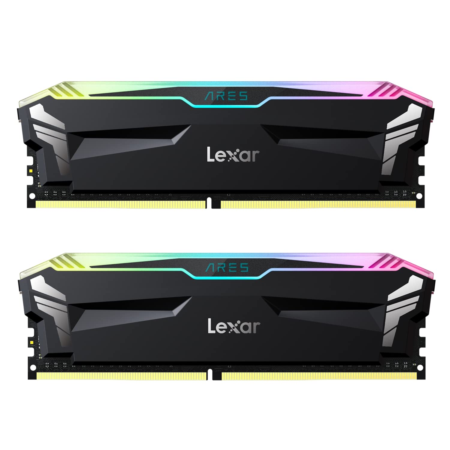 کیت حافظه RAM DDR4 RGB Lexar ARES 16 گیگابایت (8 گیگابایت × 2) با فرکانس 3600 مگاهرتز، حافظه میانی 288 پین U-DIMM، حافظه بازی DRAM با نورپردازی LED، حافظه کامپیوتر عملکرد بالا XMP 2.0 (مشکی) LD4BU008G-R3600GDLA...